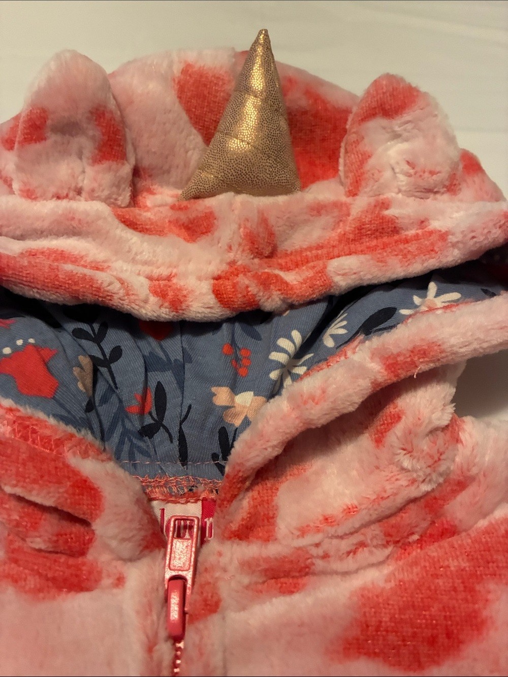 Penelope Mack Girls Navy Unicorn Top with Blue Floral Pants and Pink Hooded Vest