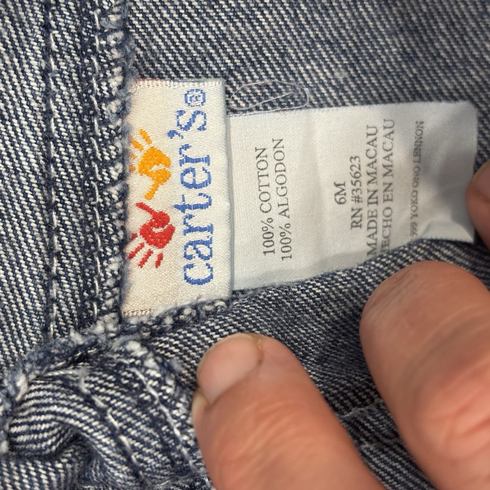 Carter’s Vintage Baby Overalls 2 Piece Set 3/6 Months Carpenter Denim Blue