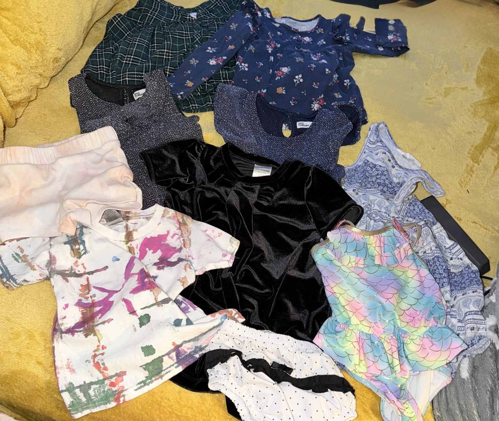 18pc Lot Girls sizes 24m – 2t – 3t & 4t Dresses Pants ~ Bathing Suit PJs & Tops