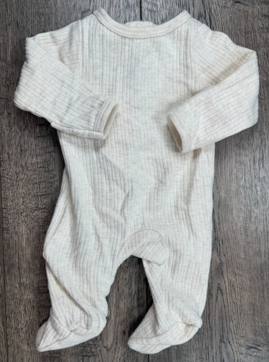 Baby Girl Boy Clothes Wonder Nation Preemie Ribbed Cream Footed Outfit