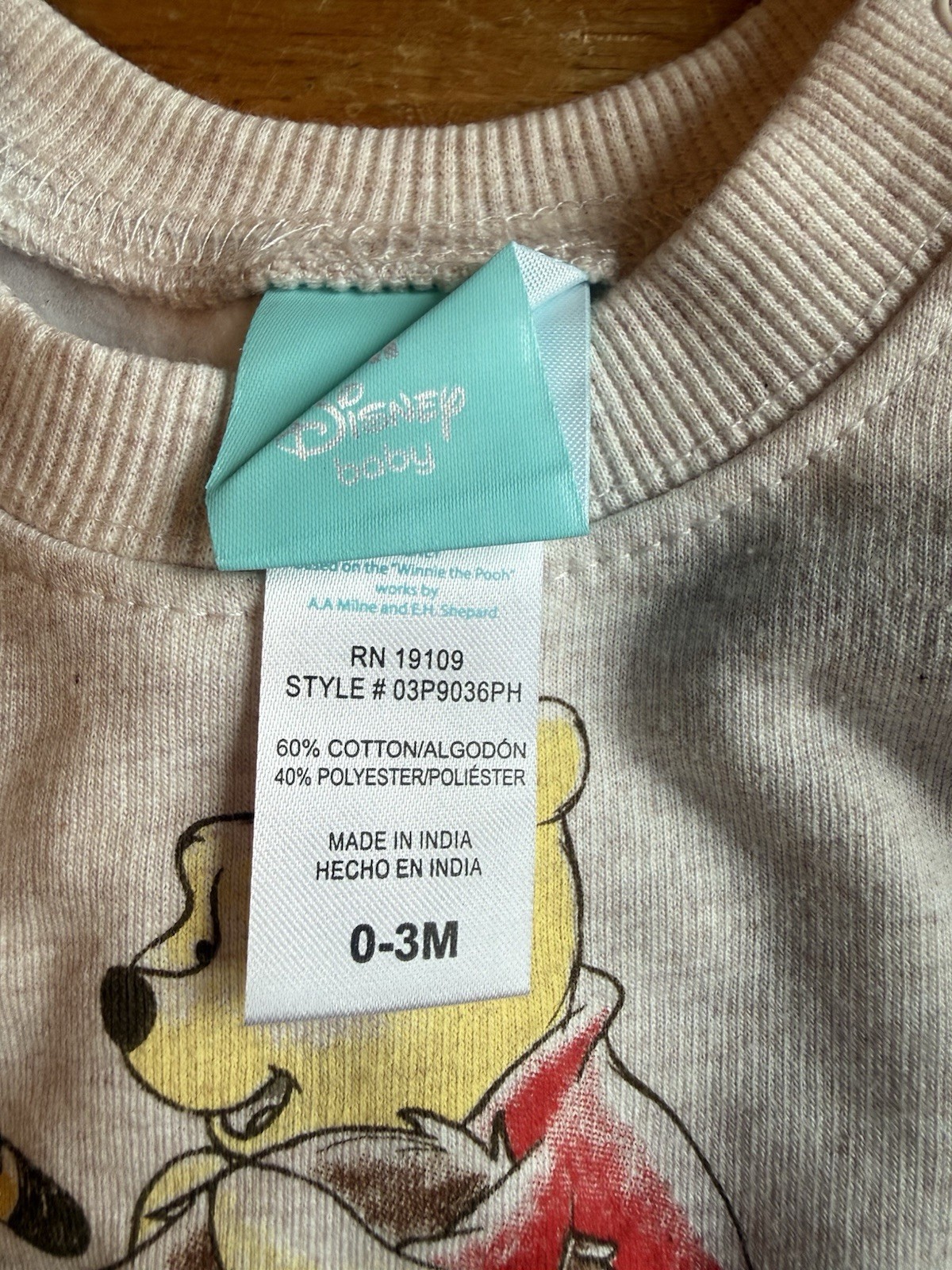 NWT Winnie The Pooh 2 Piece Set 0-3 Months Pants And Sweatshirt