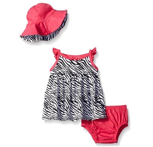 Gerber Girls 3-Piece Black/Pink Zebra Set; Dress, Panties & Cap BABY SHOWER GIFT