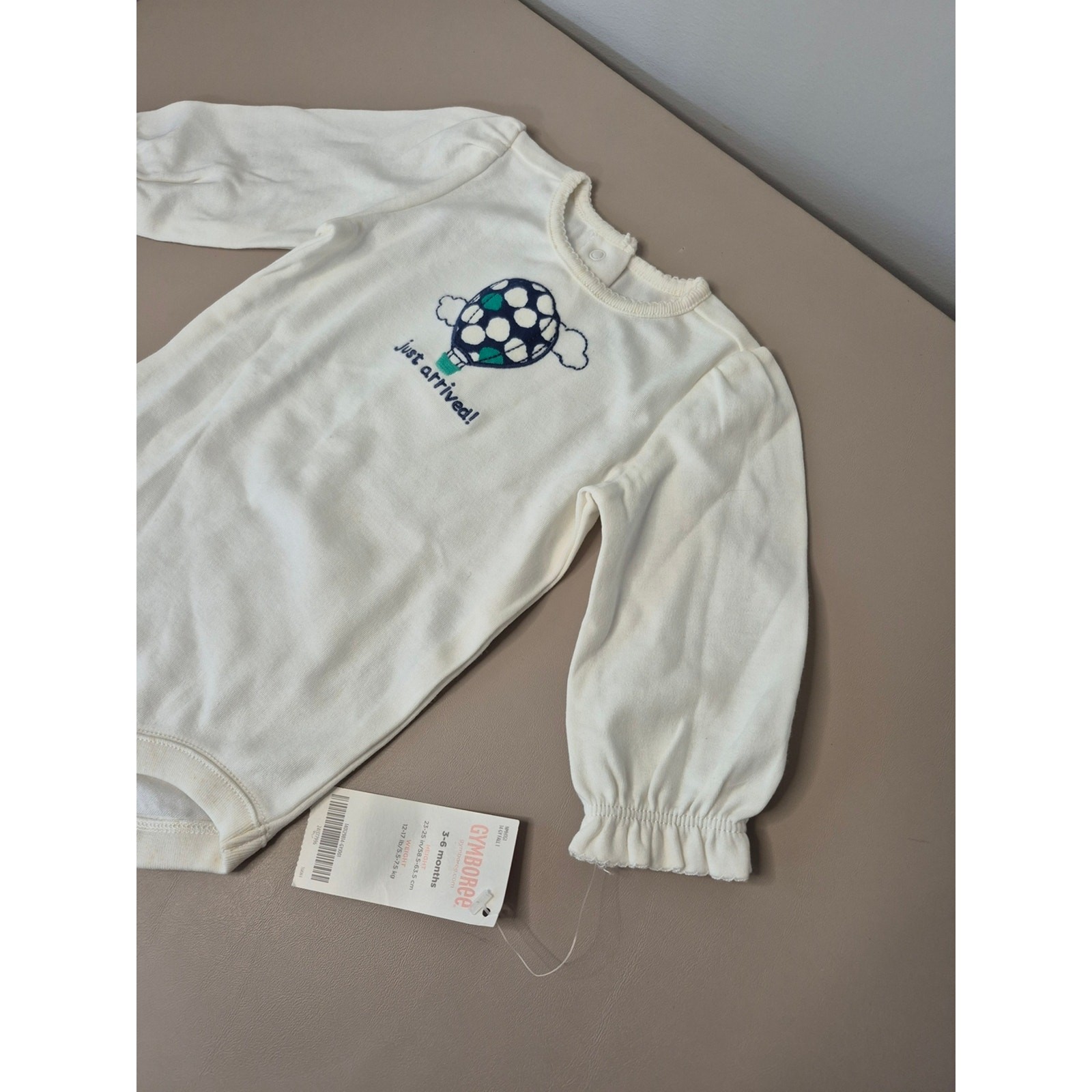 Gymboree Cream Long-Sleeve One-Piece with Navy & Teal Hot Air Balloon