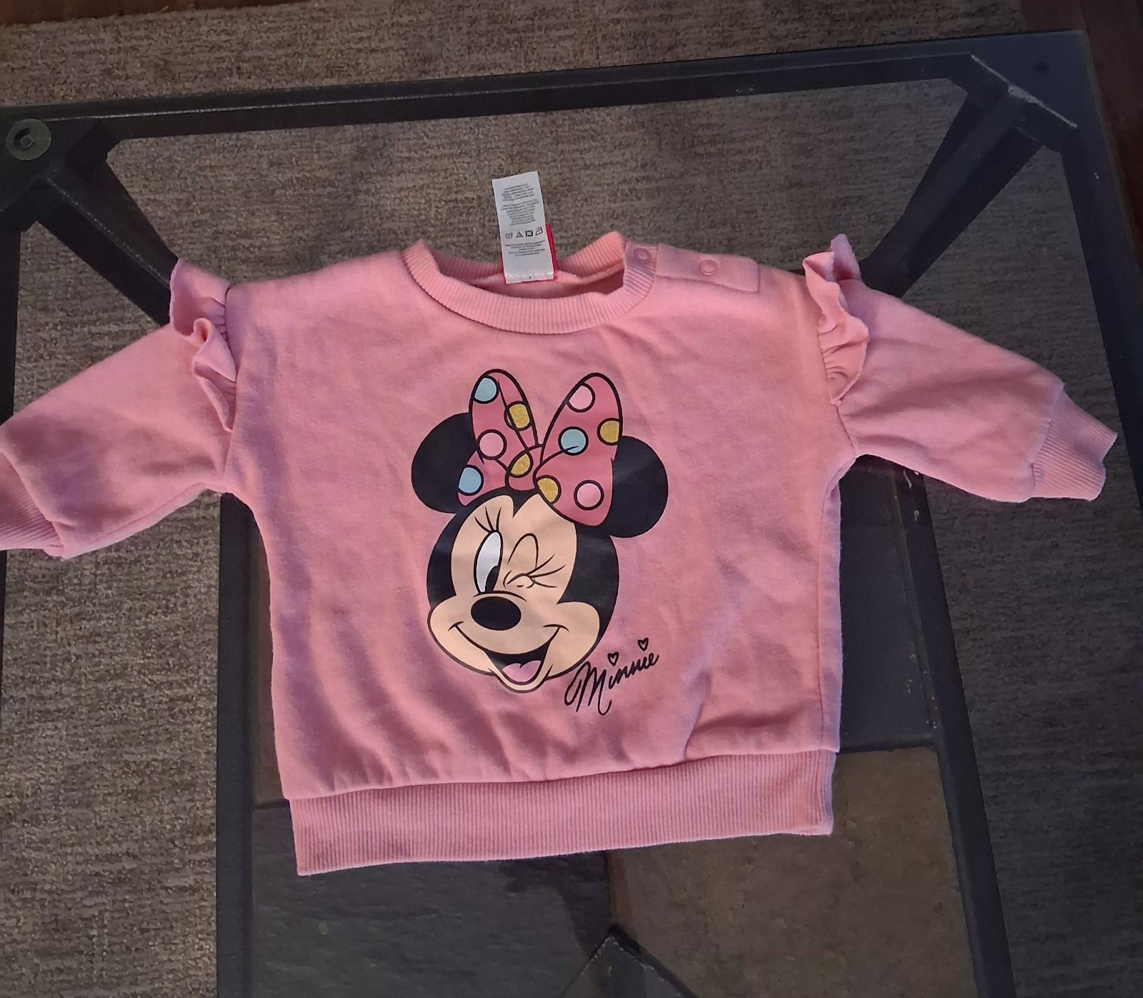 Disney Minnie Mouse Pink Ruffle Fleece 2-Piece Sweatshirt + Pants Set 3/6months
