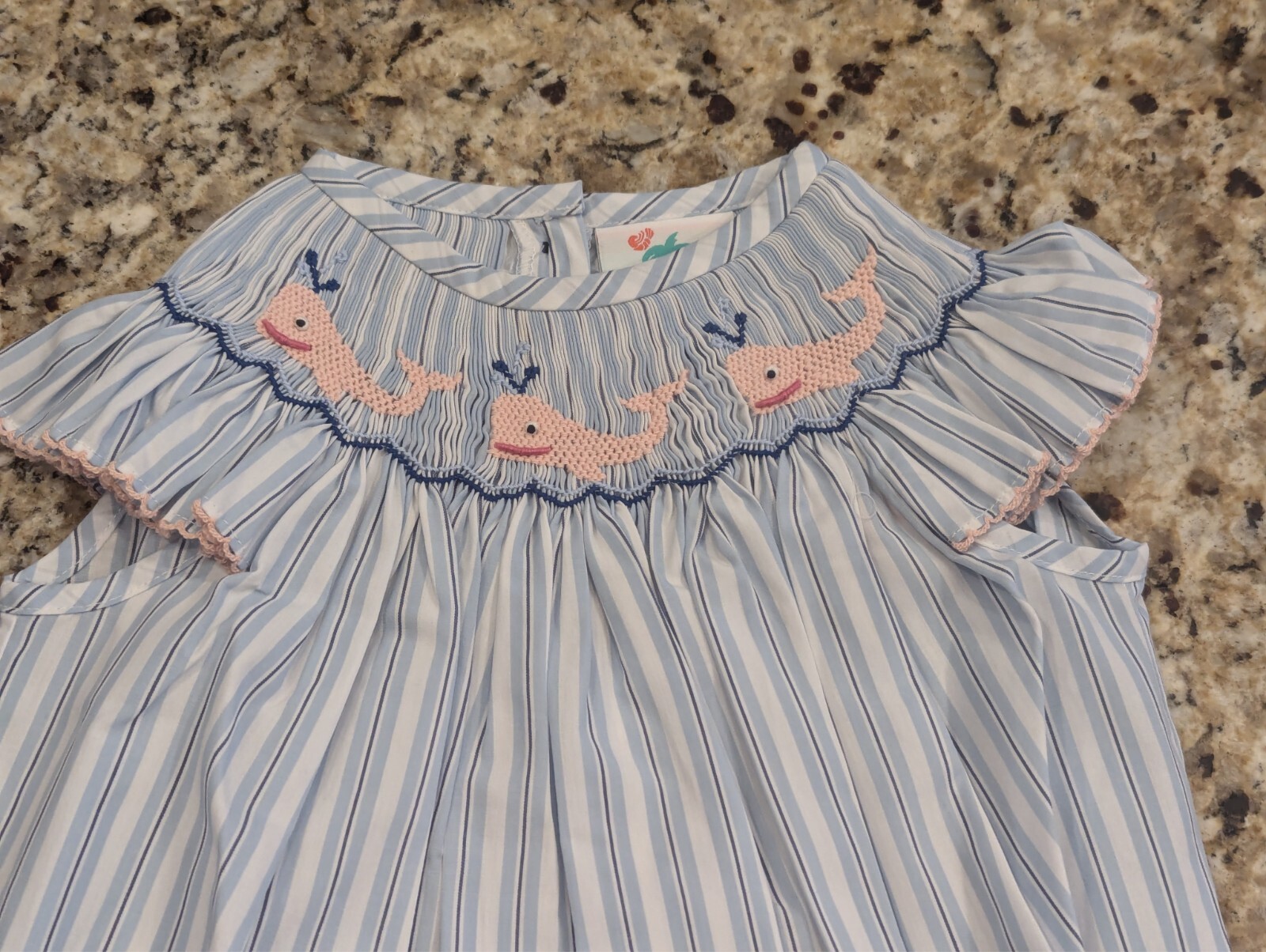 Shrimp & Grits Kids Baby Girl Nautical Whale Bishop Bubble Blue Pink size 3T