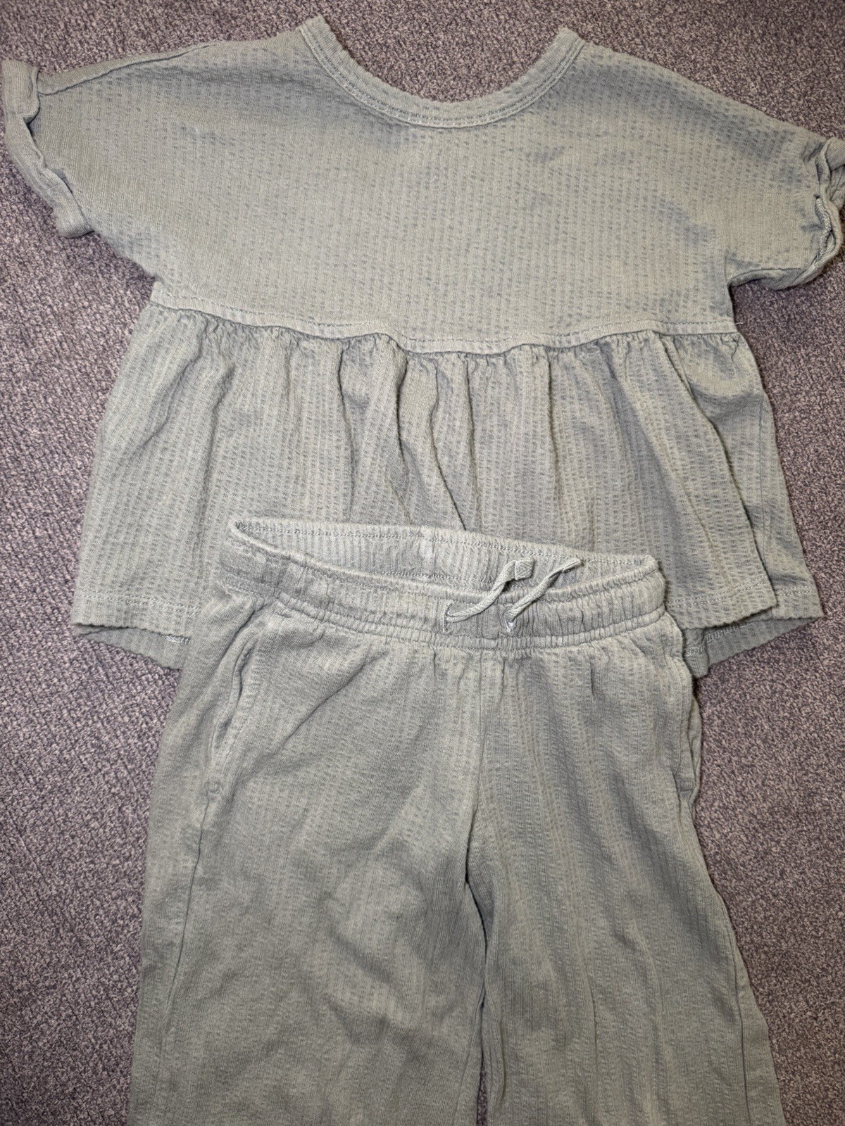 4T Cat & Jack Girls 2pc Green Cotton Knit Short Sleeve T-Shirt & Pants Set