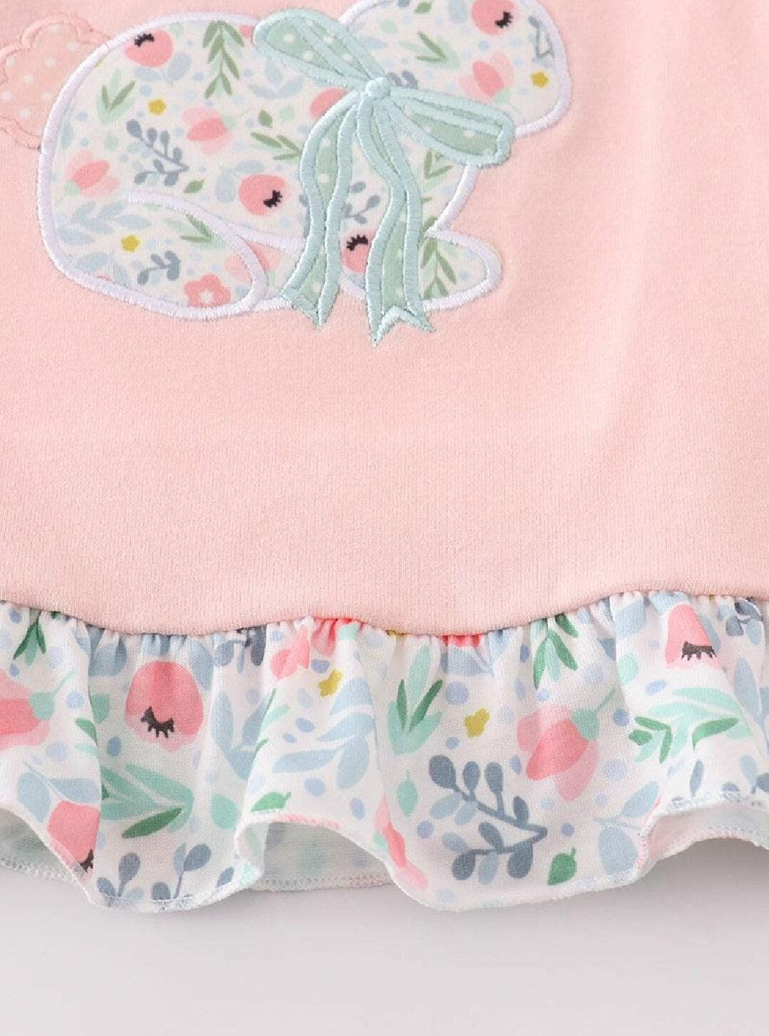 Girl’s Boutique Pink Easter Bunny Floral Applique Embroidered Embroidery Bloomer