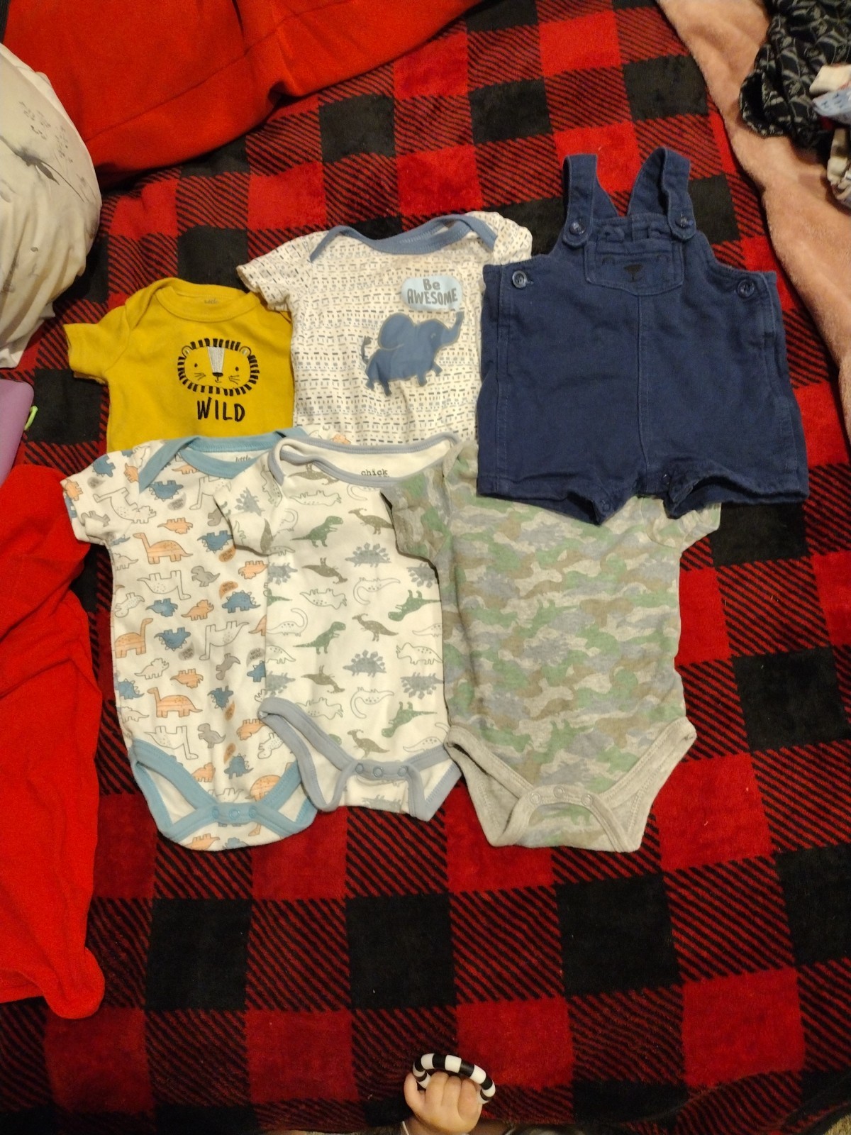 6 To 9 Month 6 Piece Clothing Lot 5 One Pieces One Pair Overalls Mixed Colors
