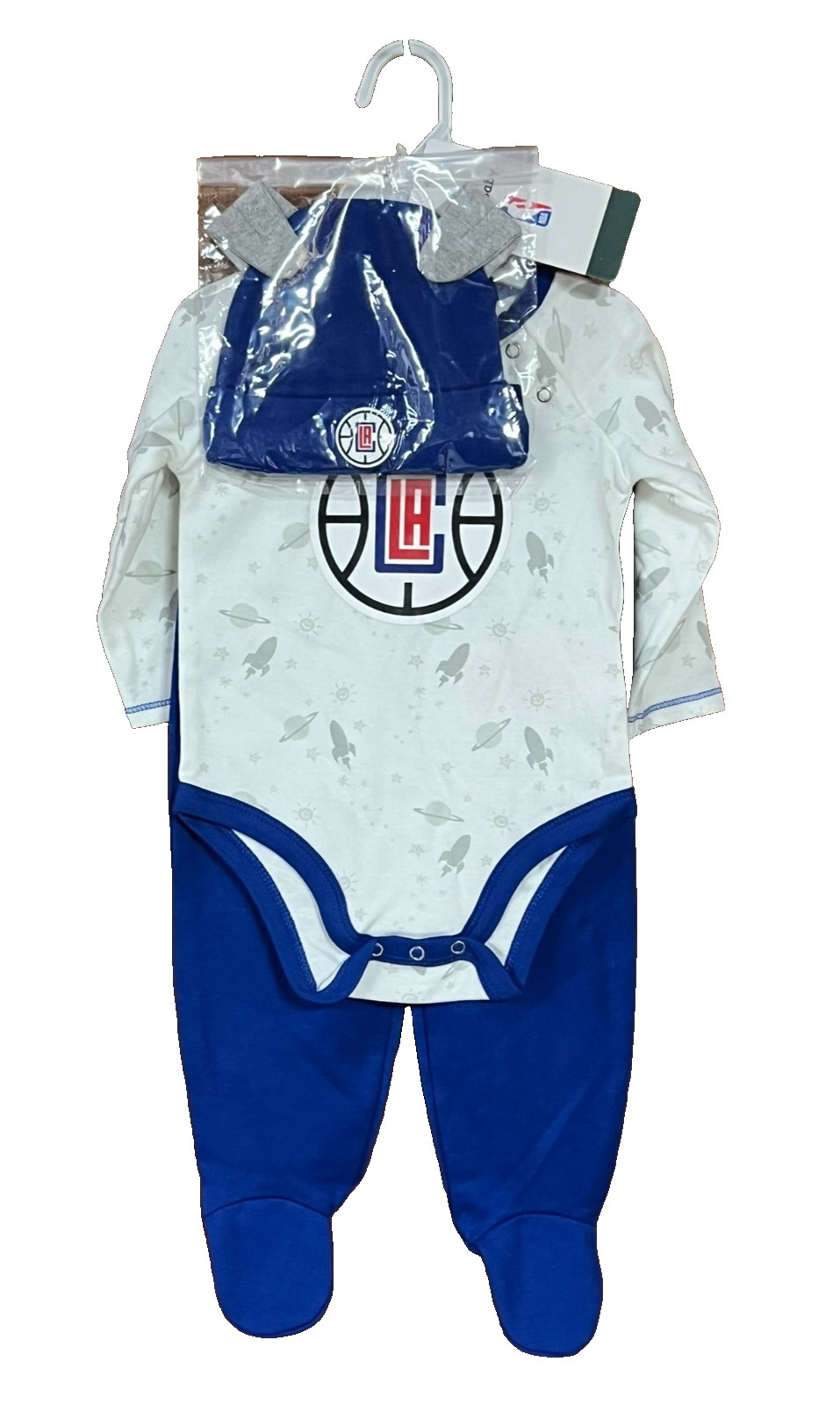 NBA Baby Age 3-6 Months LA Baseball 3 Piece Set (Trouser/Top/Hat) 60-70cm NEW
