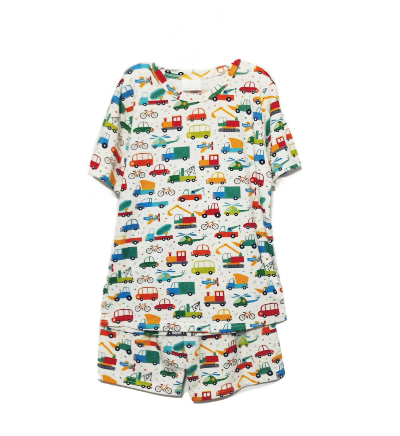 New Bamboo Boys Trucks Cars Pajamas Shorts Set Size 4T Construction Short Sleeve