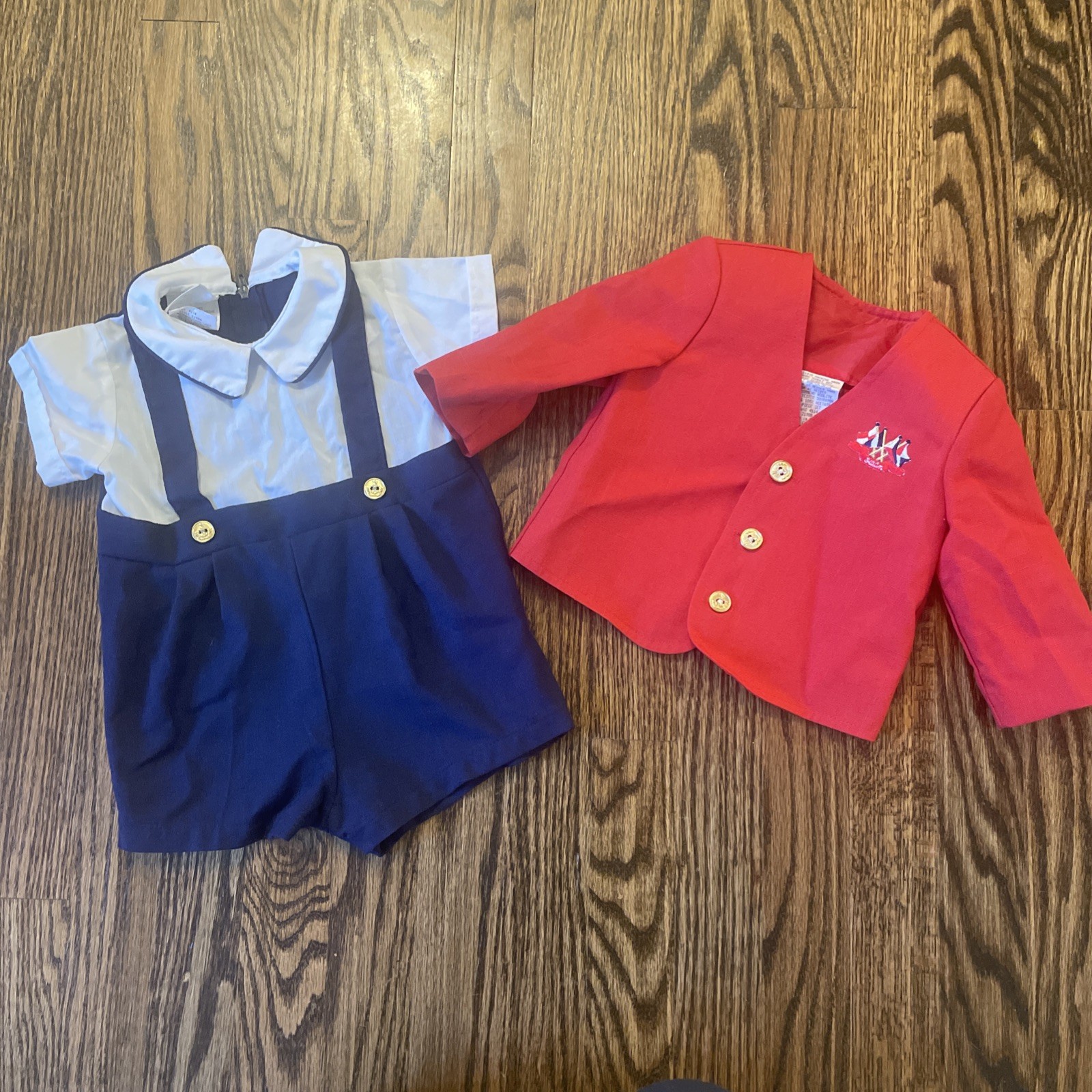 Vtg Michael James Toddler Sailor Jumper Outfit Romper Sz 12 Months Blue Nautical