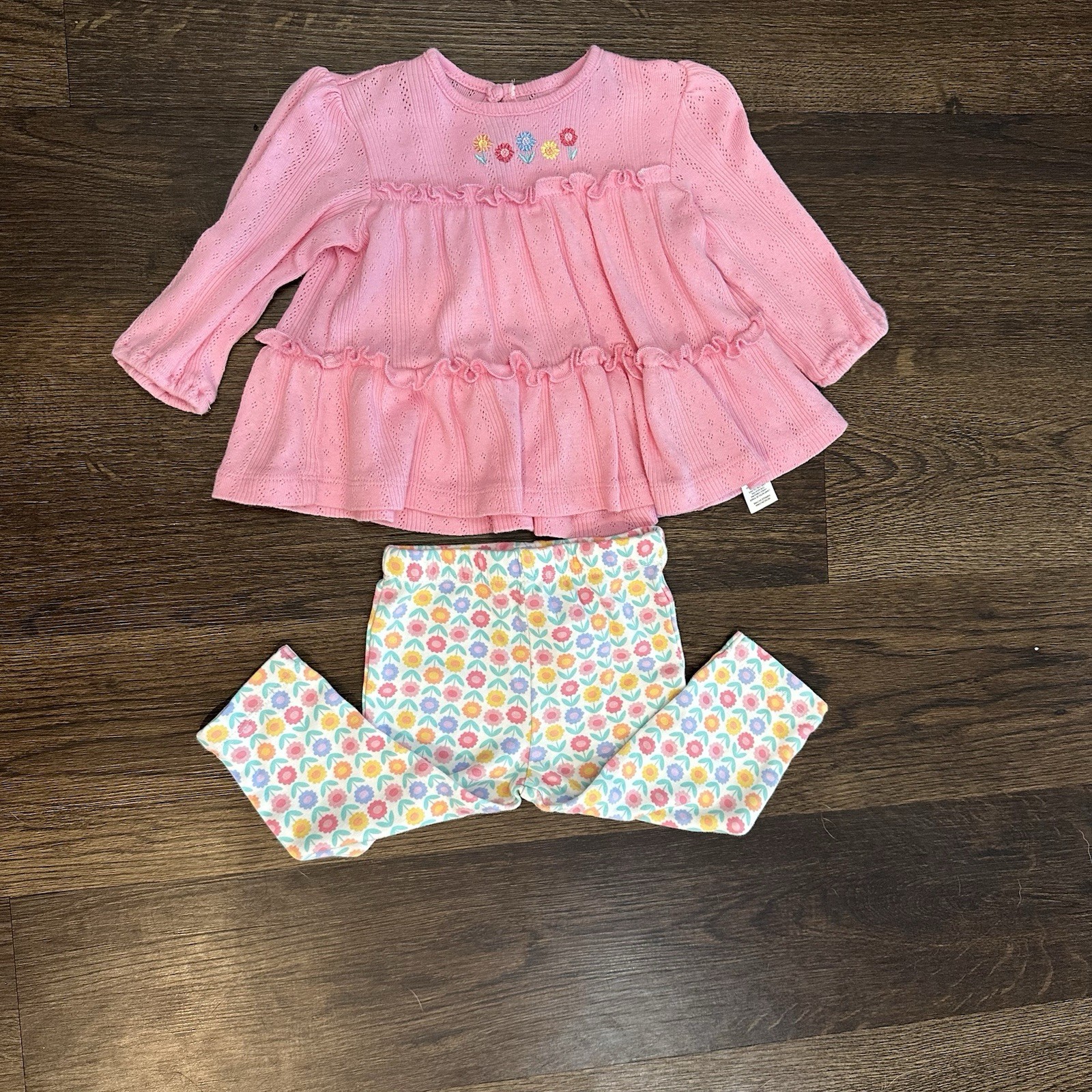 Long Sleeve Shirt & Floral Pants 9 Mo Outfit Set – Pink Baby Girl