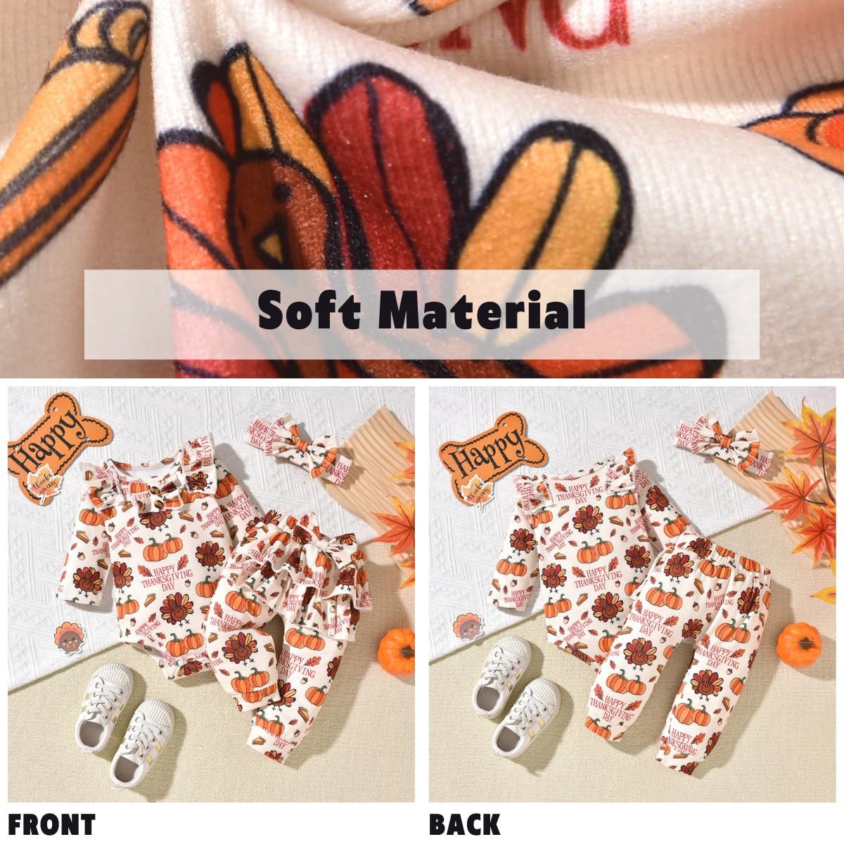 Preemie Baby Girls Thanksgiving Clothes Thanksgiving Turkey Pumpkin Outfit Pr…