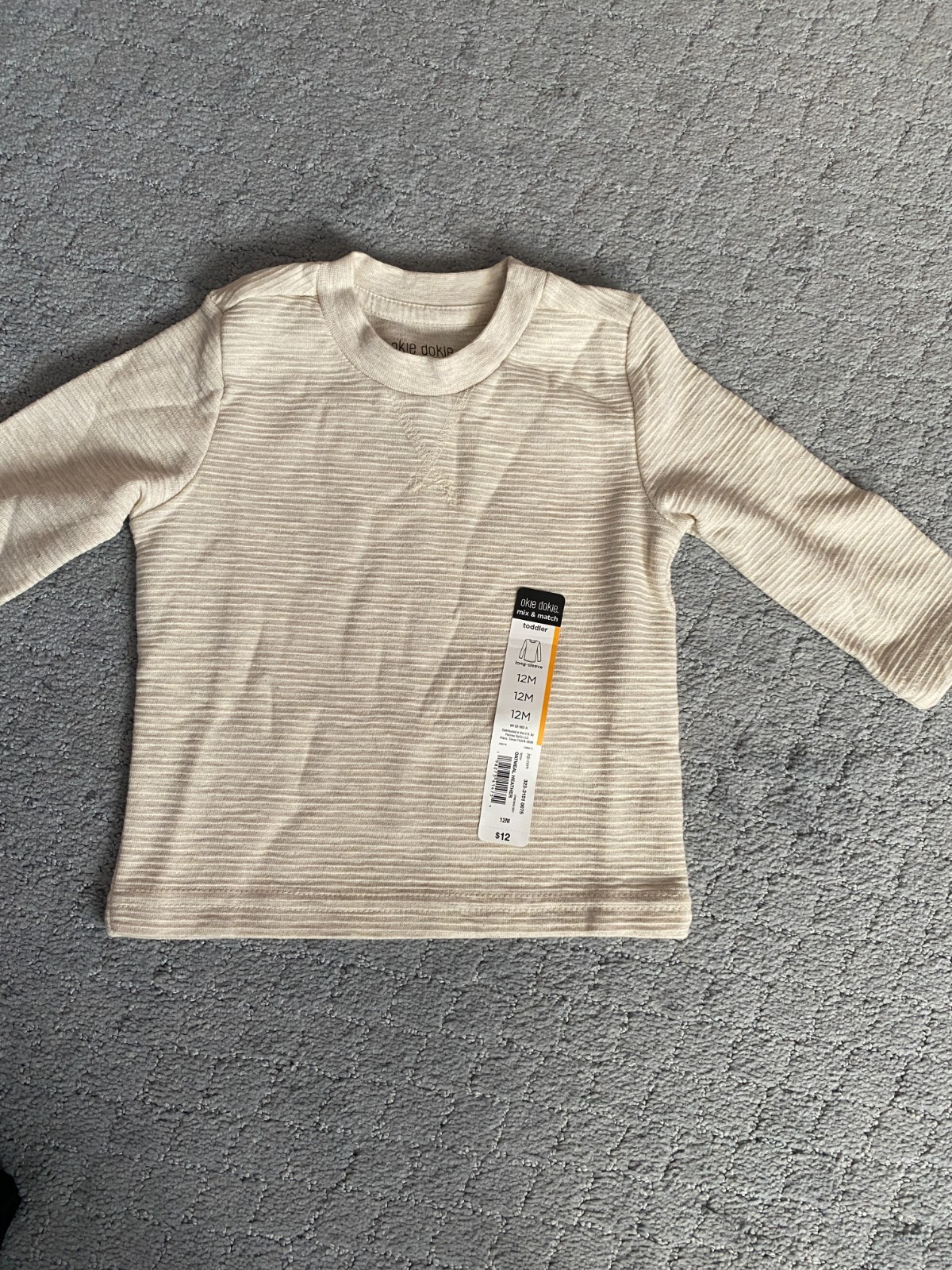 OKIE DOKIE Boy Toddler Outfit Sz 12 Mo. Textured Crew Shirt & Jersey Joggers NEW