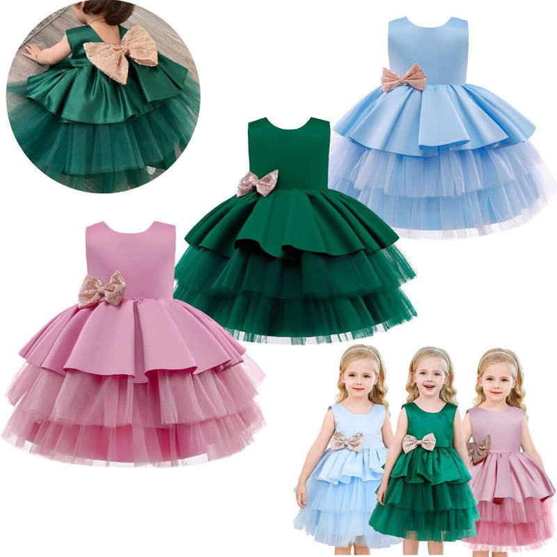 Baby Girl Princess Dress Bow Tutu Birthday Party Lace Princess Dress