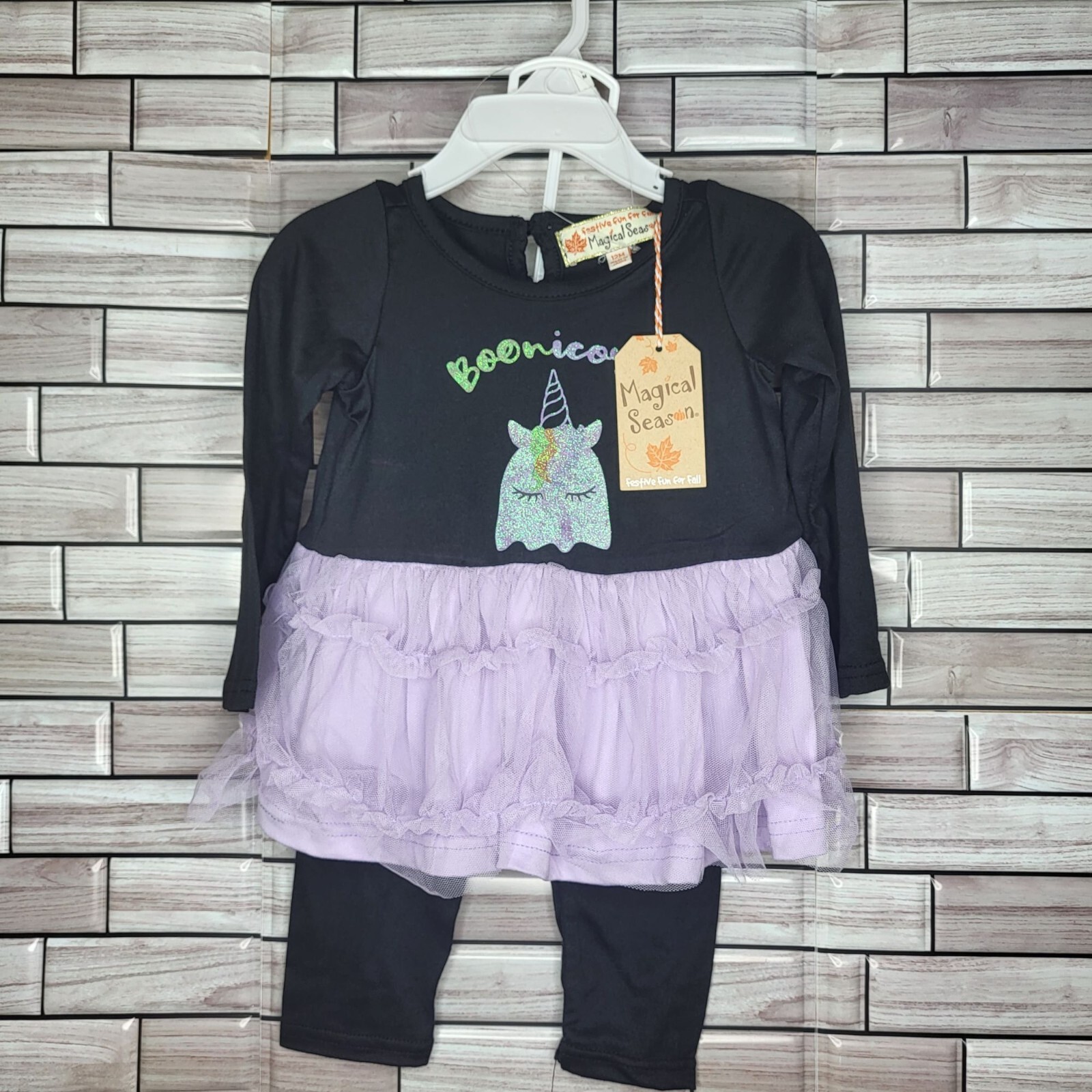New Baby Halloween Outfit Long Sleeve Black Dress Shirt Unicorn Ghost 12 Months