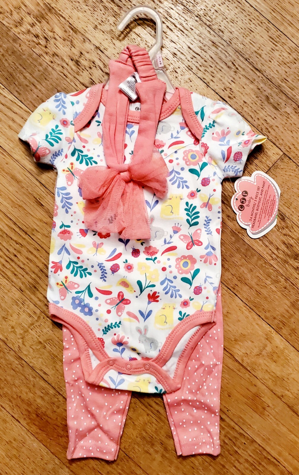 3pc Infant Girls Set with Headband (Size 3-6mths)
