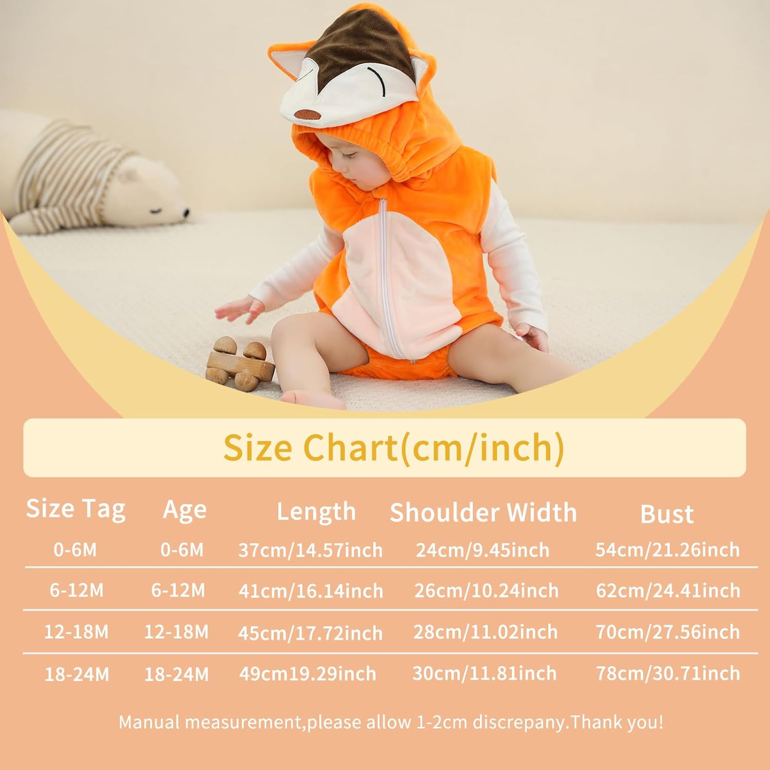 MICHLEY Unisex Baby Animal Hooded Romper for Halloween and Christmas 18-24M