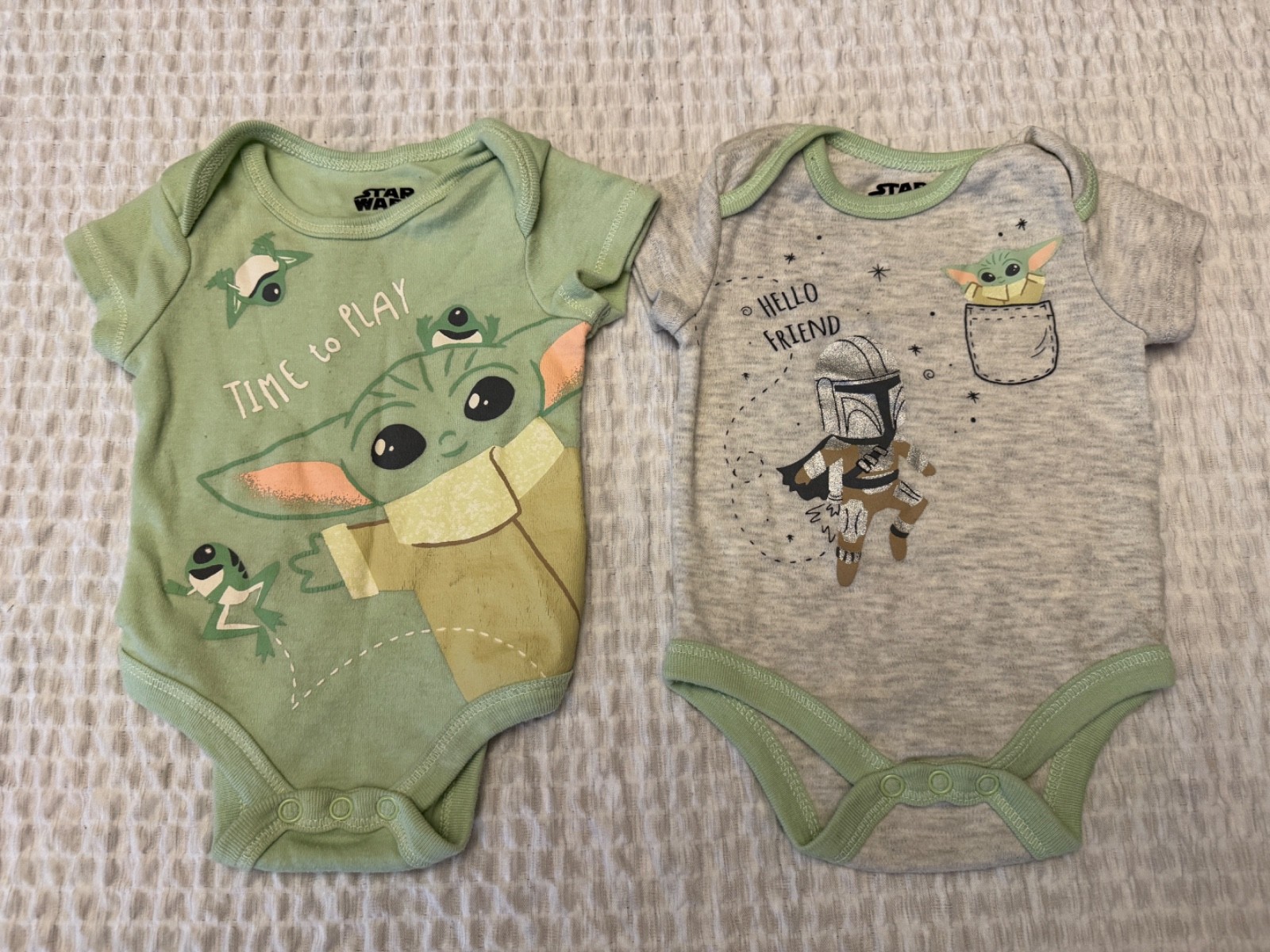 Star Wars Baby Yoda Grogu Newborn Outfit Lot Sleeper Pants Hat Bib 7pc