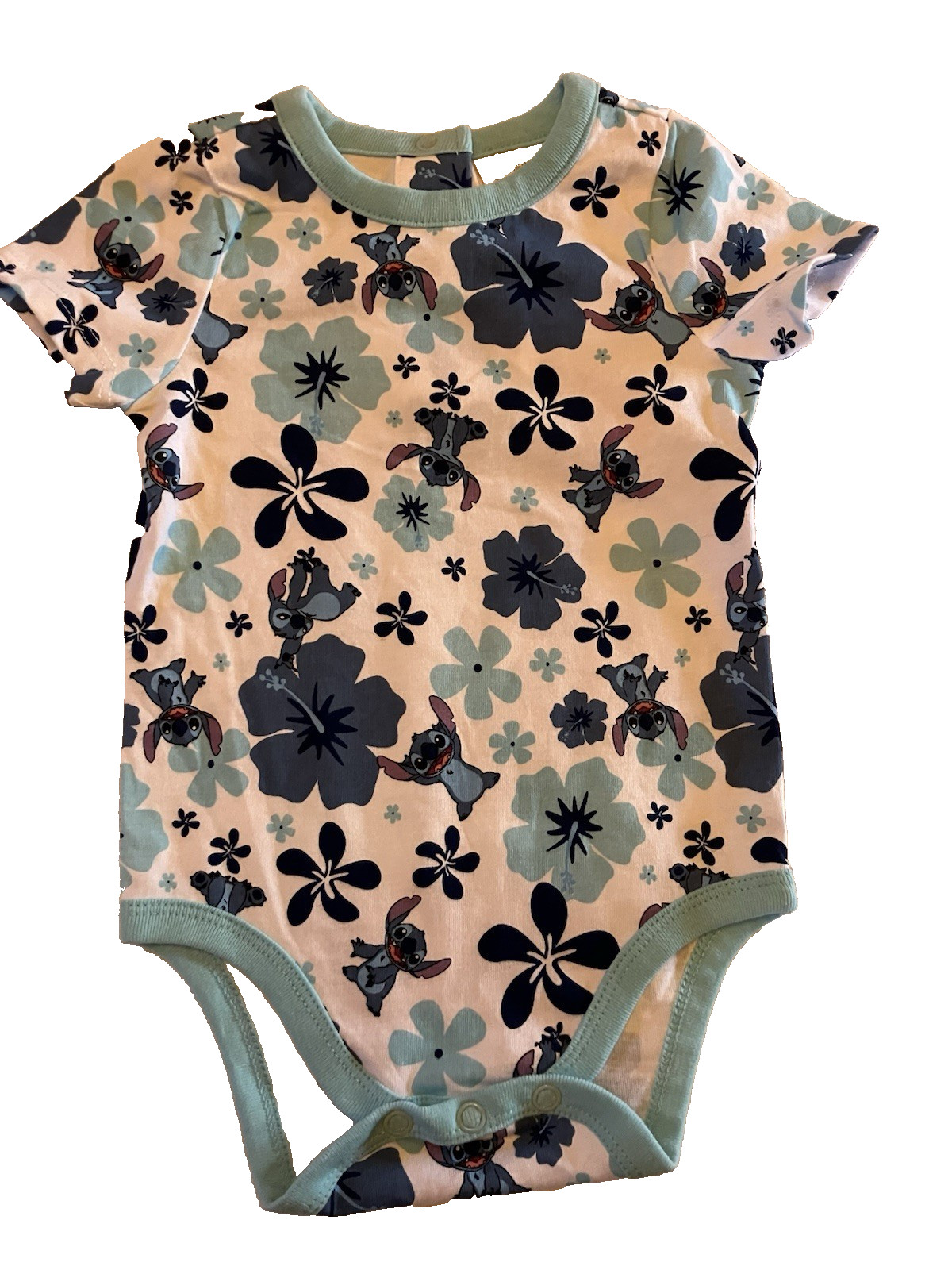 Disney Baby Aloha Lilo & Stitch 100% Organic Cotton 12-18m Short Sleeve Bodysuit
