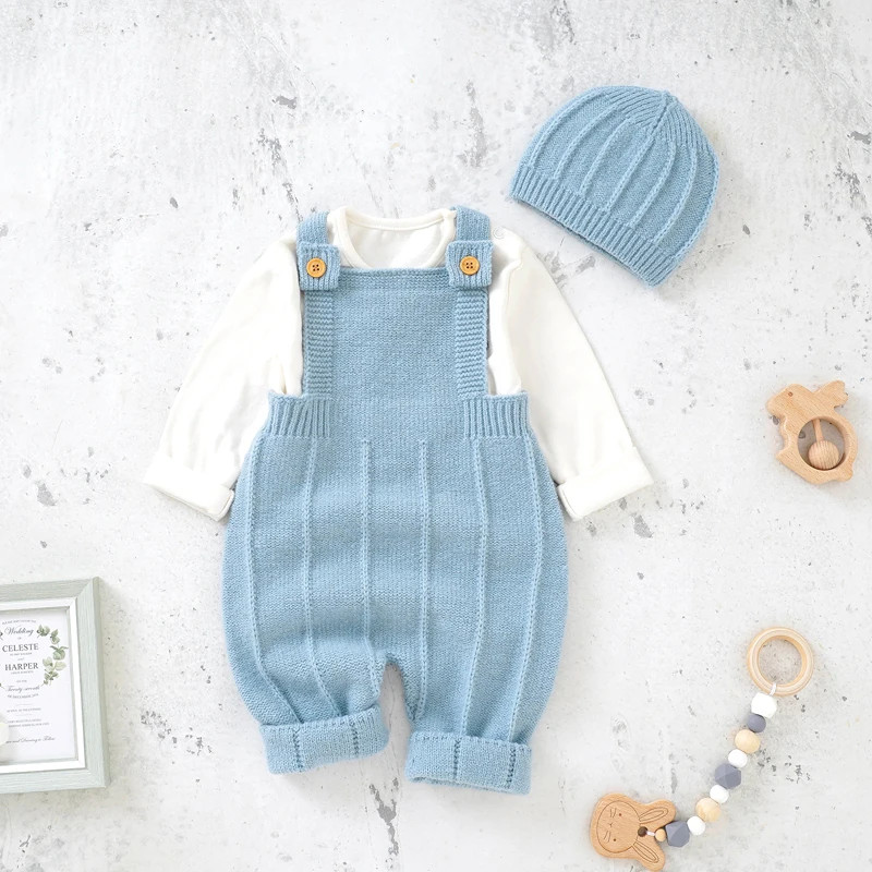 Baby Boys Girls Rompers Hats Clothes Fashion Sleeveless Knitted Newborn Infant