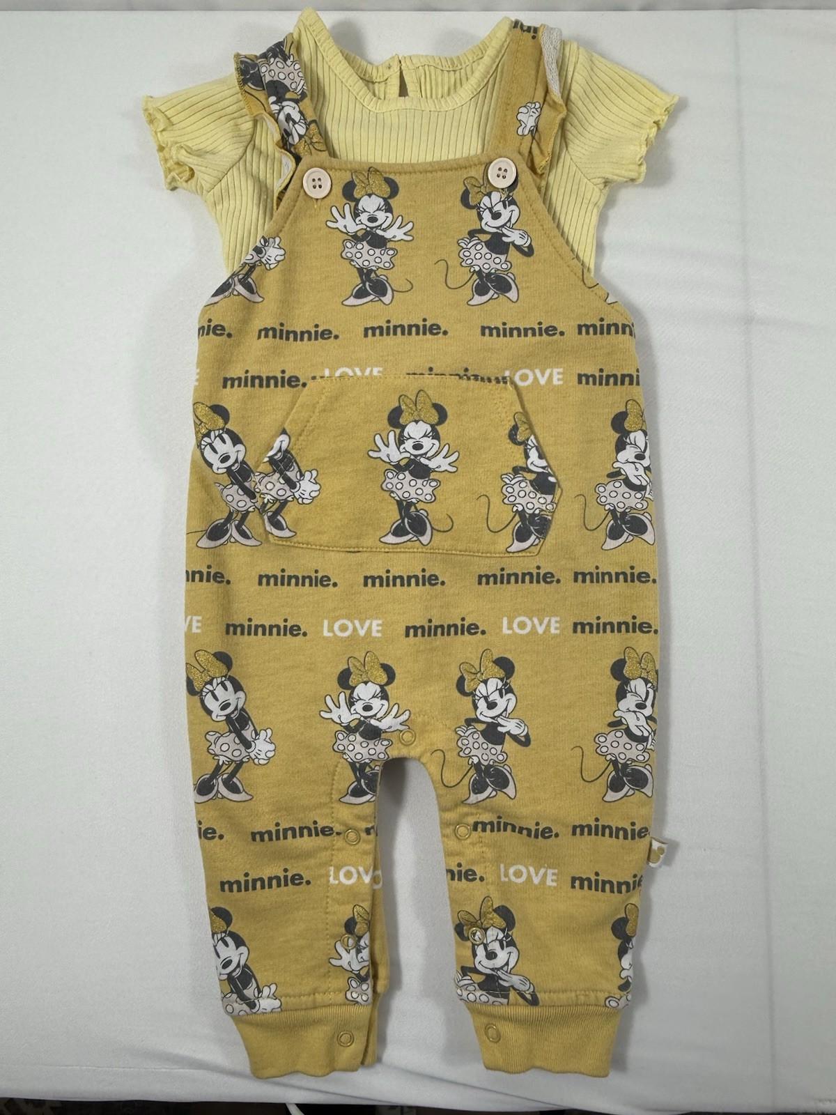 Disney Baby 6-9M/12M Minnie Mouse Baby Girl’s 2-Piece Overall Outfit Set