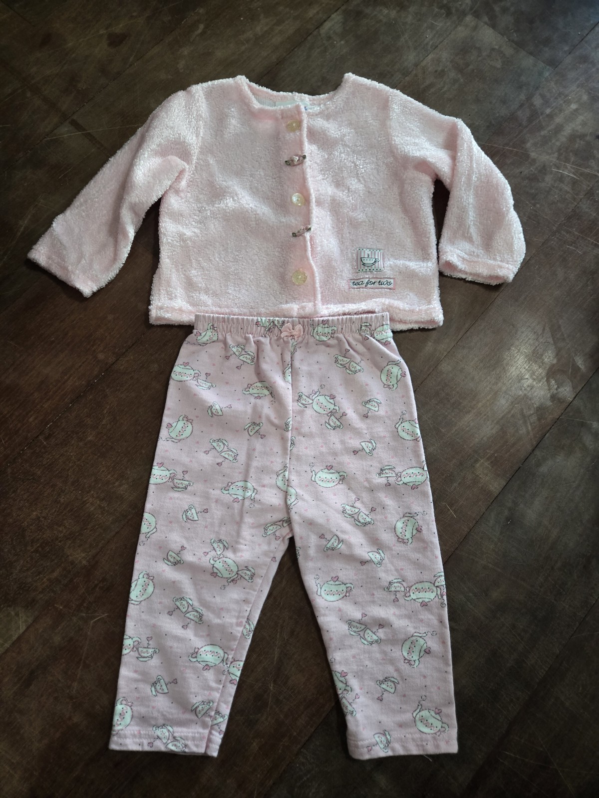 Vintage Buster Brown 2 Piece Set 18 Month 90s Y2k Floral Buttons Tea Set Pink
