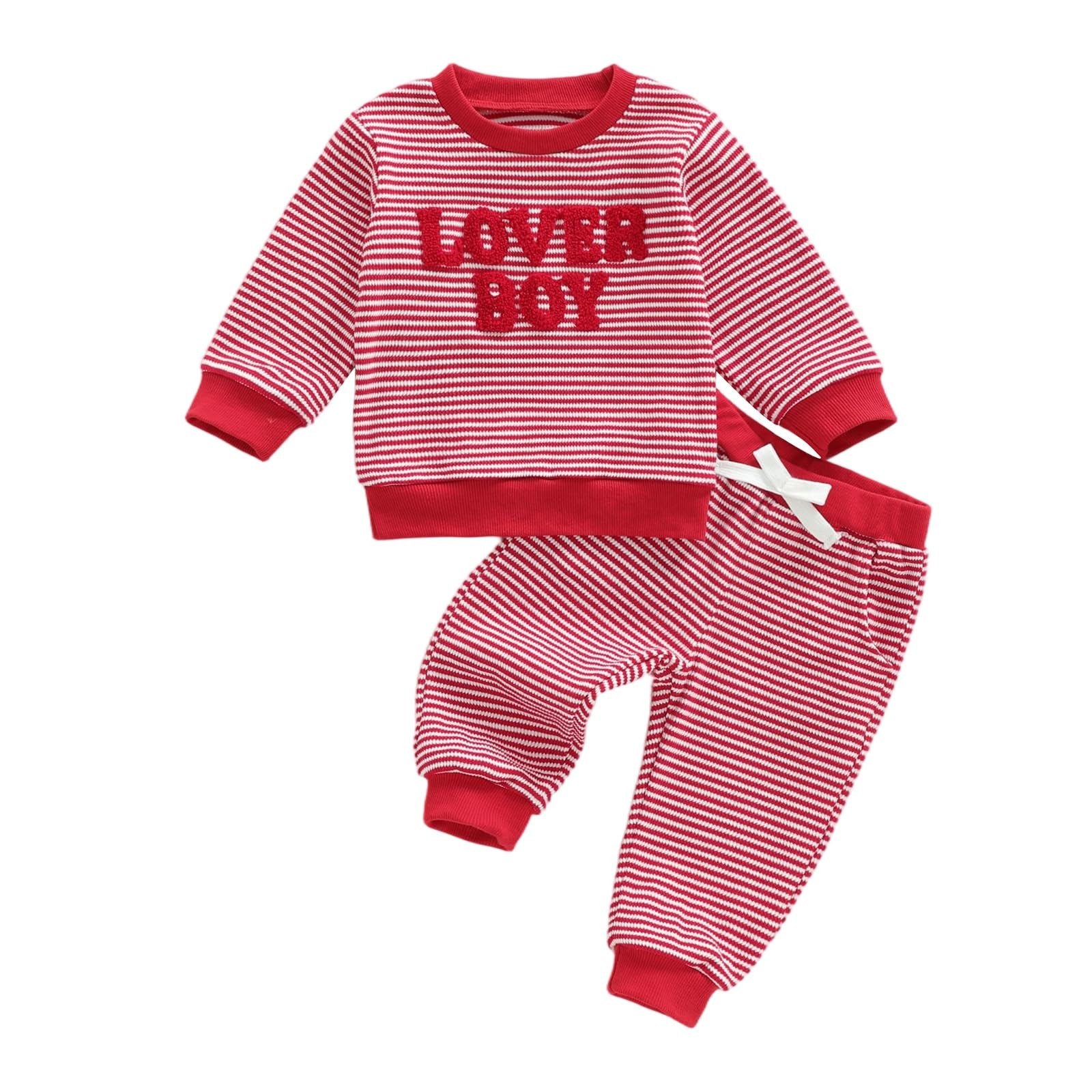 Toddler Baby Boy Girl Valentine’s Day Outfit Letter Print Sweatshirt Pants My…