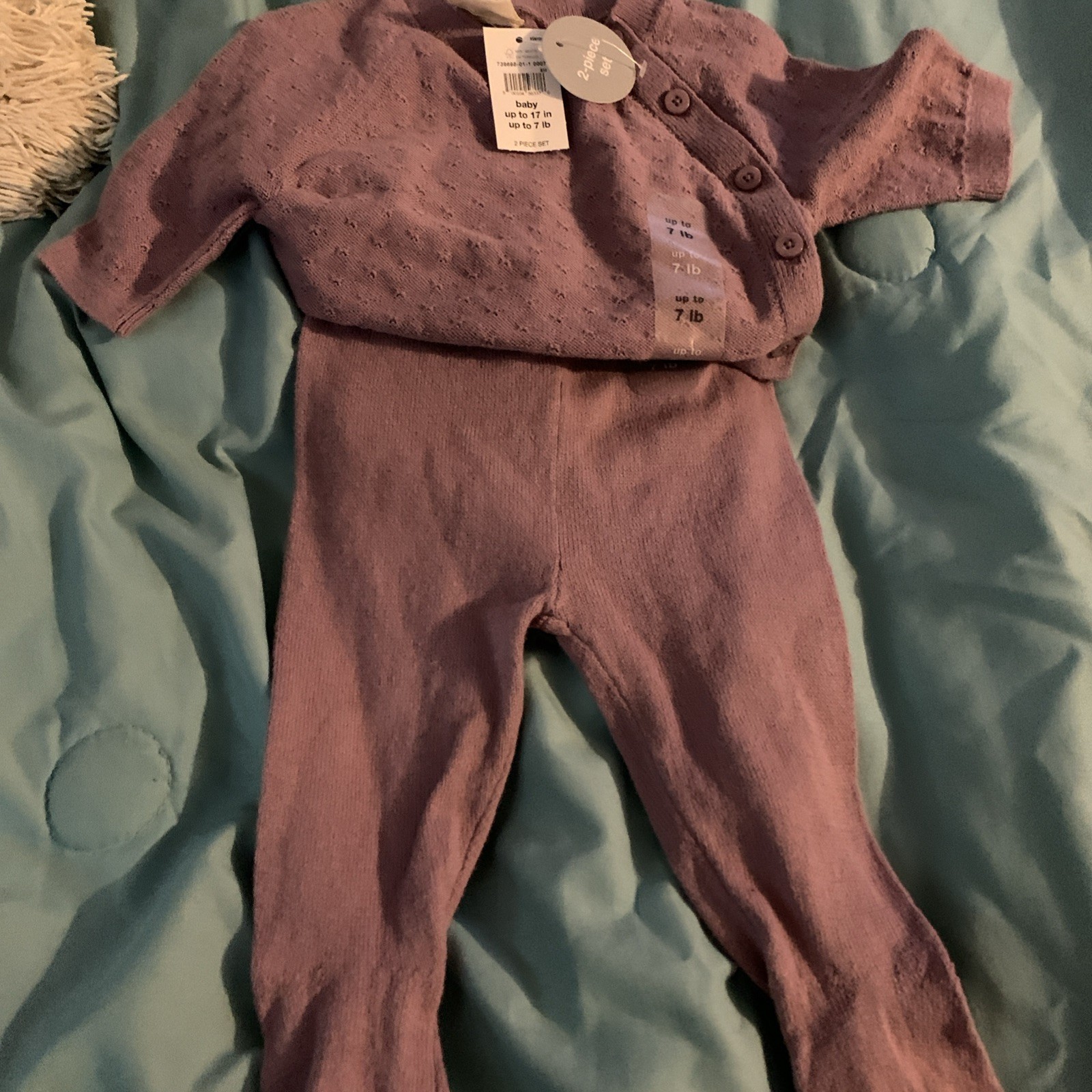 Baby Gap Girl infant up to 7lb mauve 2 piece set NWT