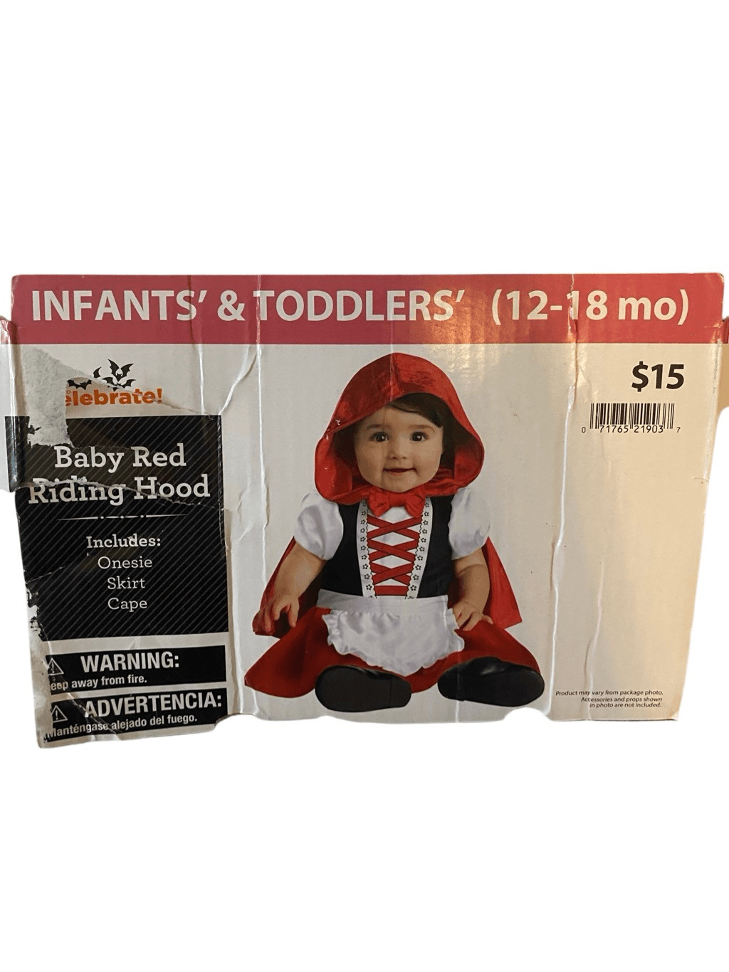 Nwot Infant Red Riding Hood 12-18 Months Halloween Costume Baby Missing Hood