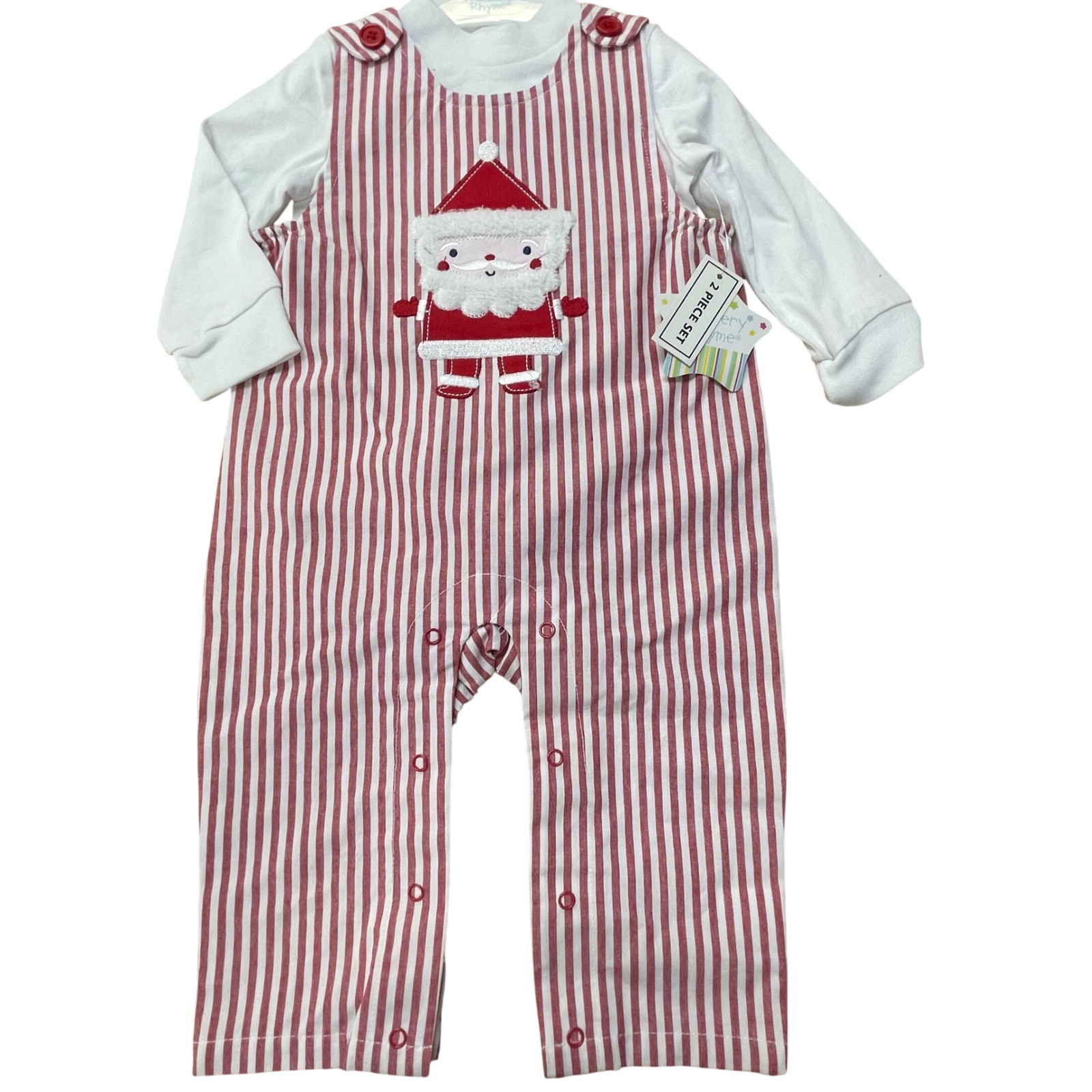 Nursery Rhyme Baby Boys 2 Piece Santa Claus Pinstripe Outfit 6 9M