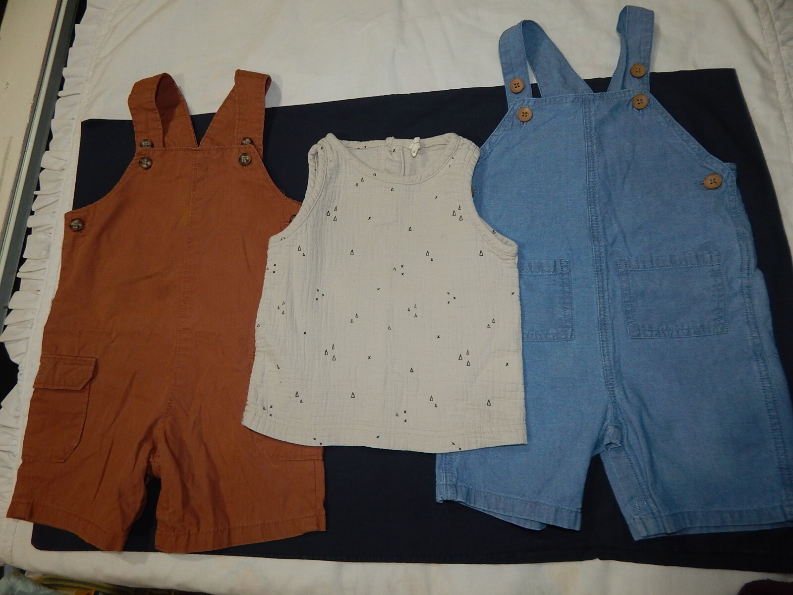 3 Pc Boys 18 Months Minimalist Overalls And Quincy Mae Shirt gauze