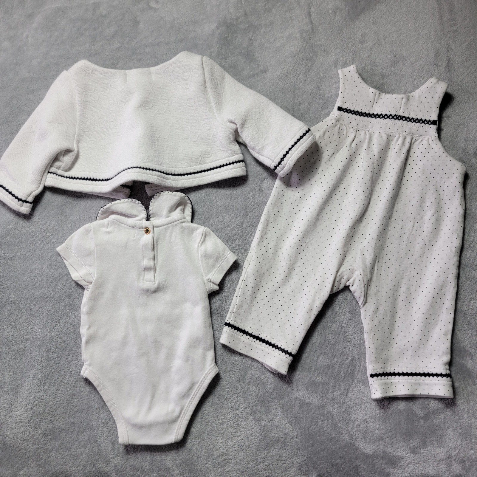 Kate Spade New York Baby Girls 3 Piece Set White Polka Dot 3M Cardigan Romper