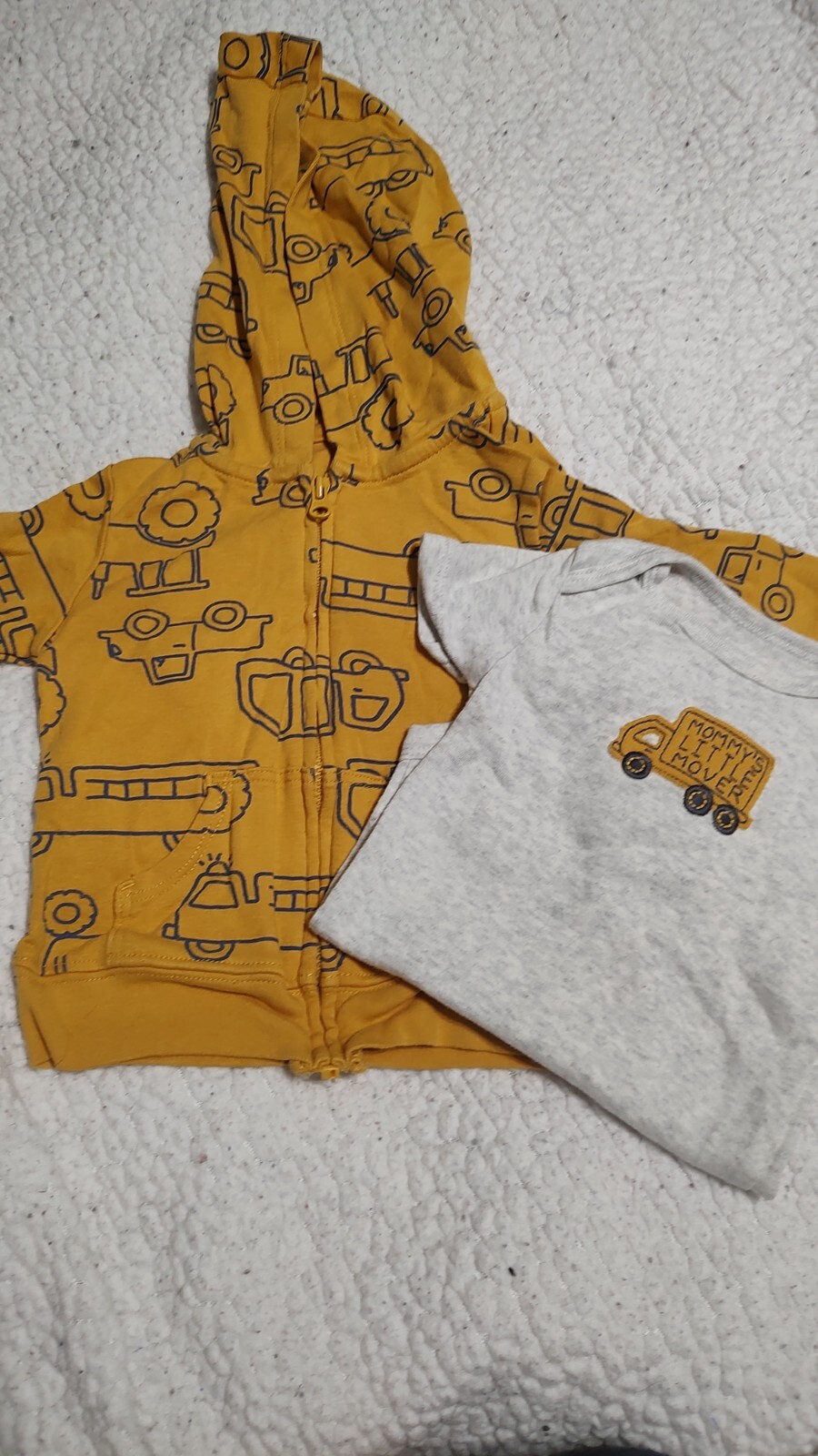 Child Of Mine One-piece Short Sleeve And Zip Up Hoodie Construction Vehicles 6-9