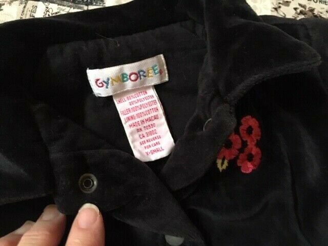 Vtg Gymboree Black velvet quilted jacket skirt winter set XS (9-18 m) lot set EC