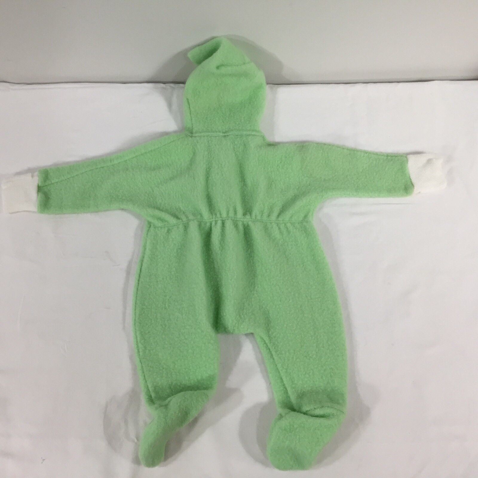Vintage Baby One Piece Outfit Sleeper Bunting w/ Hood Lime Green Large 18-27 Lbs