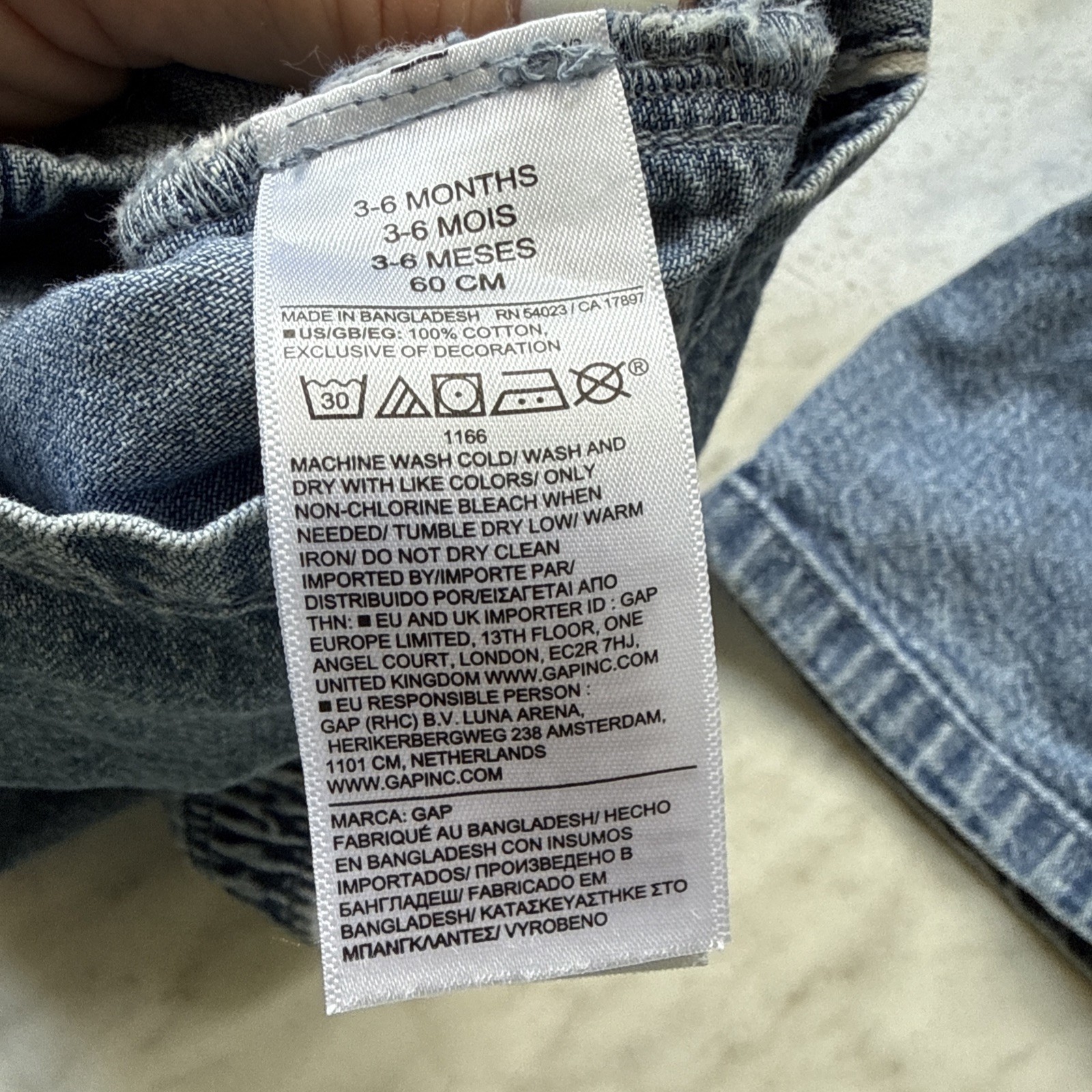 VTG Gap 3-6 Month Jean Shirt and Shorts Set Outfit Baby Boy Girl Blue Denim Bear