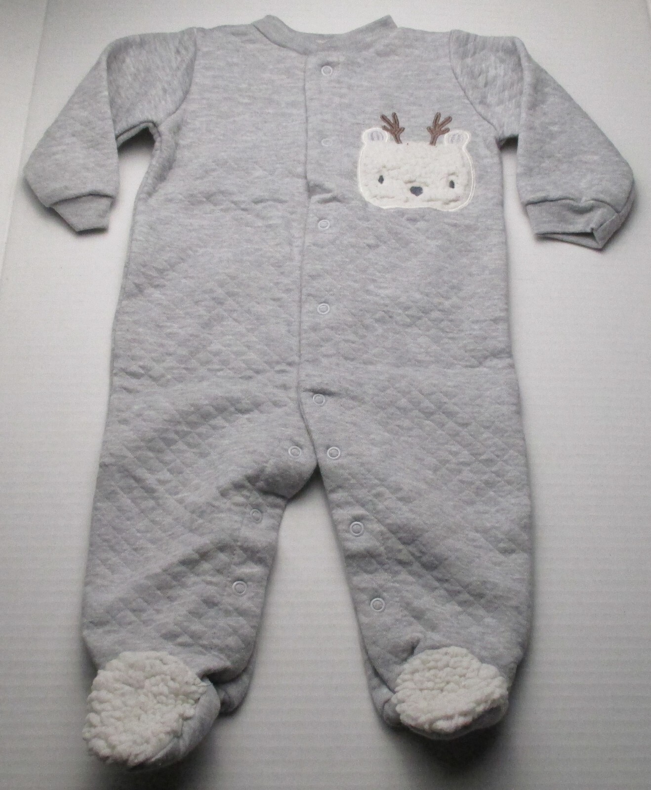 Infant Baby Boys 6-9 Months Chick Pea Gray Reindeer Bear Outfit