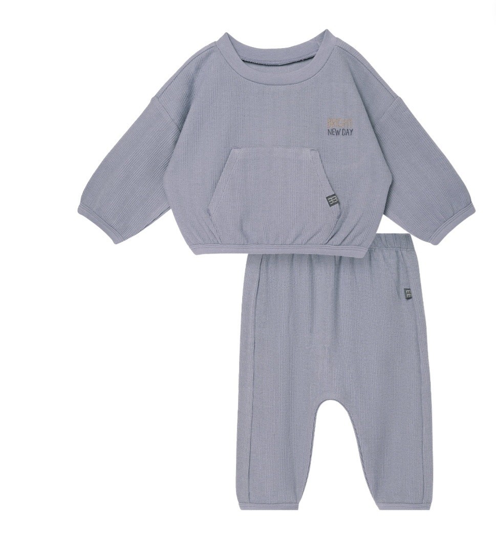 Modern Moments by Gerber 3-6M Baby Boy Top and Pant Outfit 2-PC Set Slate Grey