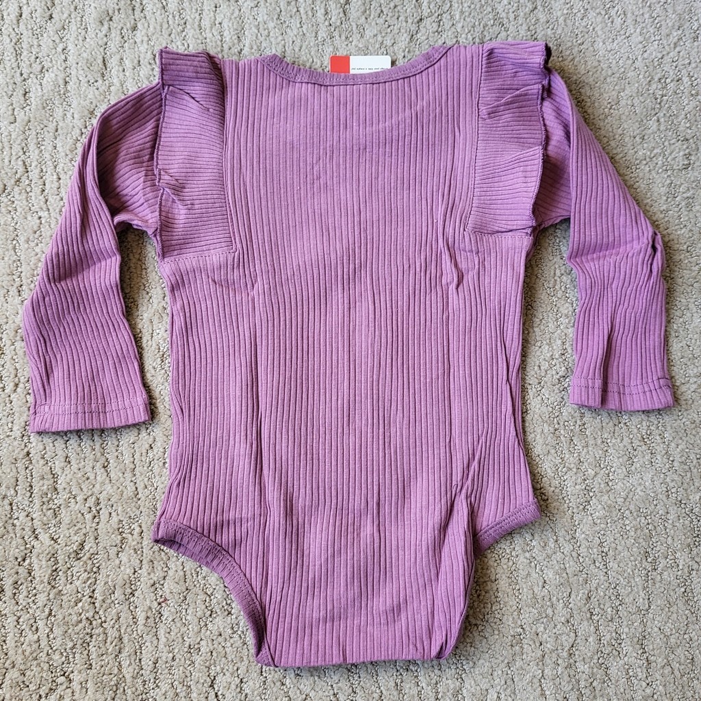 Baby Girl 3-Piece Rib Frill Long Sleeve Romper & Pant Set-Size 12-18 Months–NWT