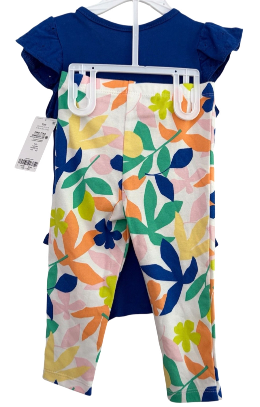 Carters Baby Floral Bodysuit Pant Set 12M Cotton Knit Eyelet Flutter Sleeve NWT
