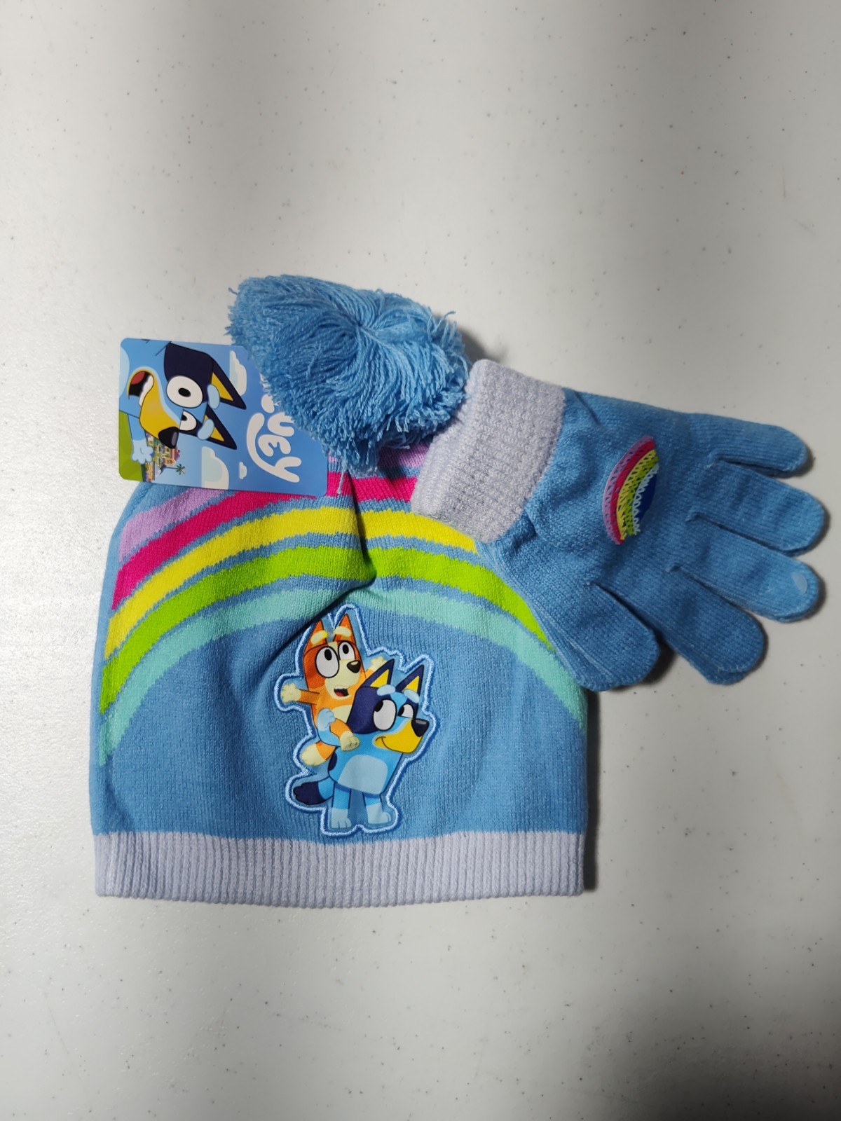 Kid Size Bluey Winter Hat And Glove Set