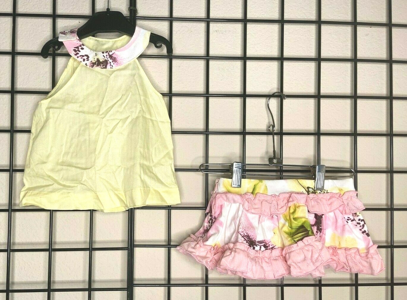 NWT NEW Yellow & Pink Designer Blue Ocean PLUSH/RICH ruffle Skirt/Top SET 2/3Y