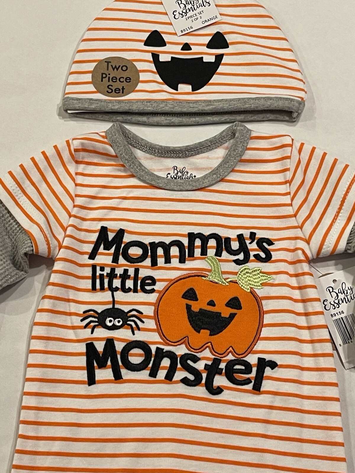 NWT Baby Essentials Halloween Footie Outfit + Cap 6m Mommy’s Little Monster $18