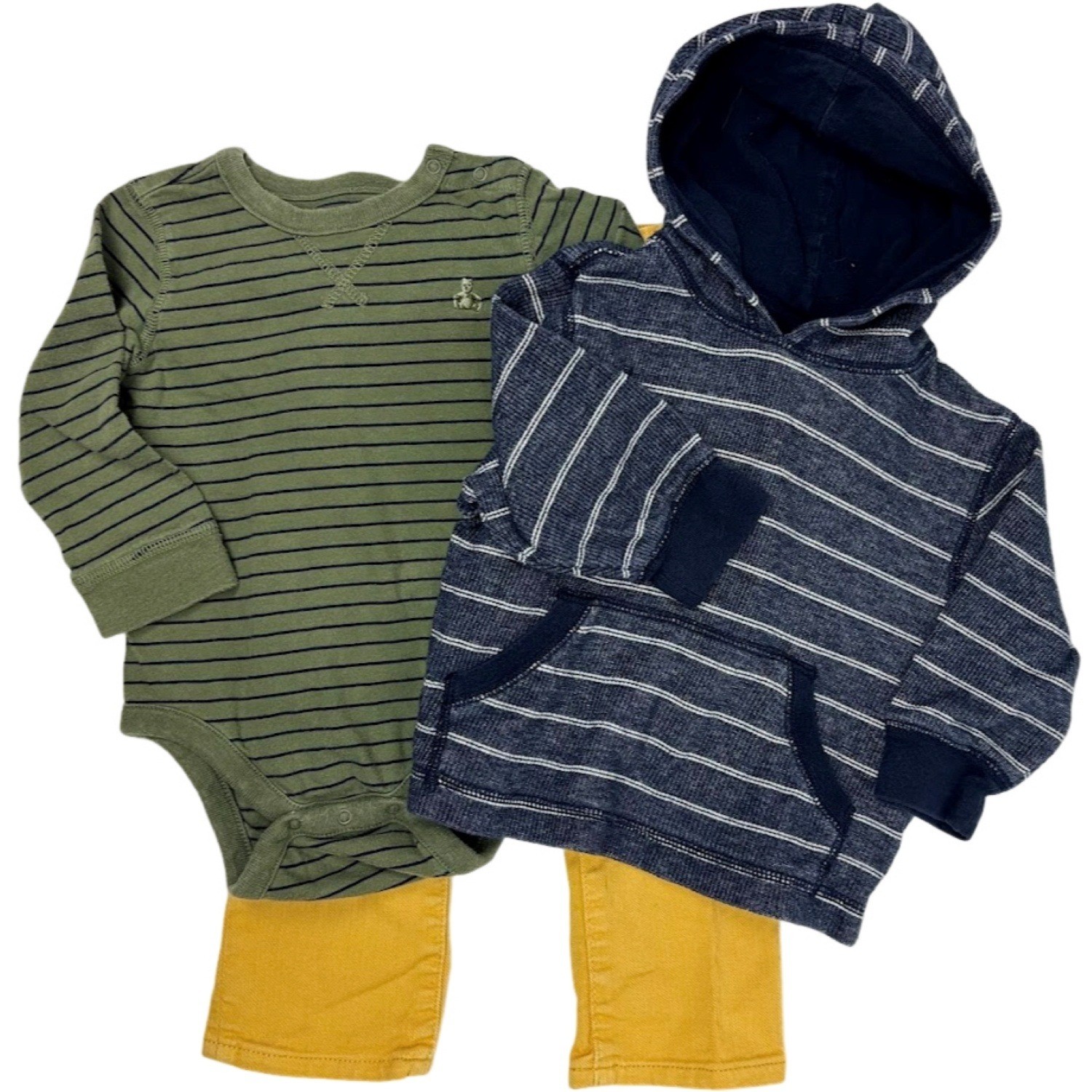 Baby Gap Toddler 12 18 Mos Lot Bodysuit Hoodie Pants Jeans Yellow Stripes Boy