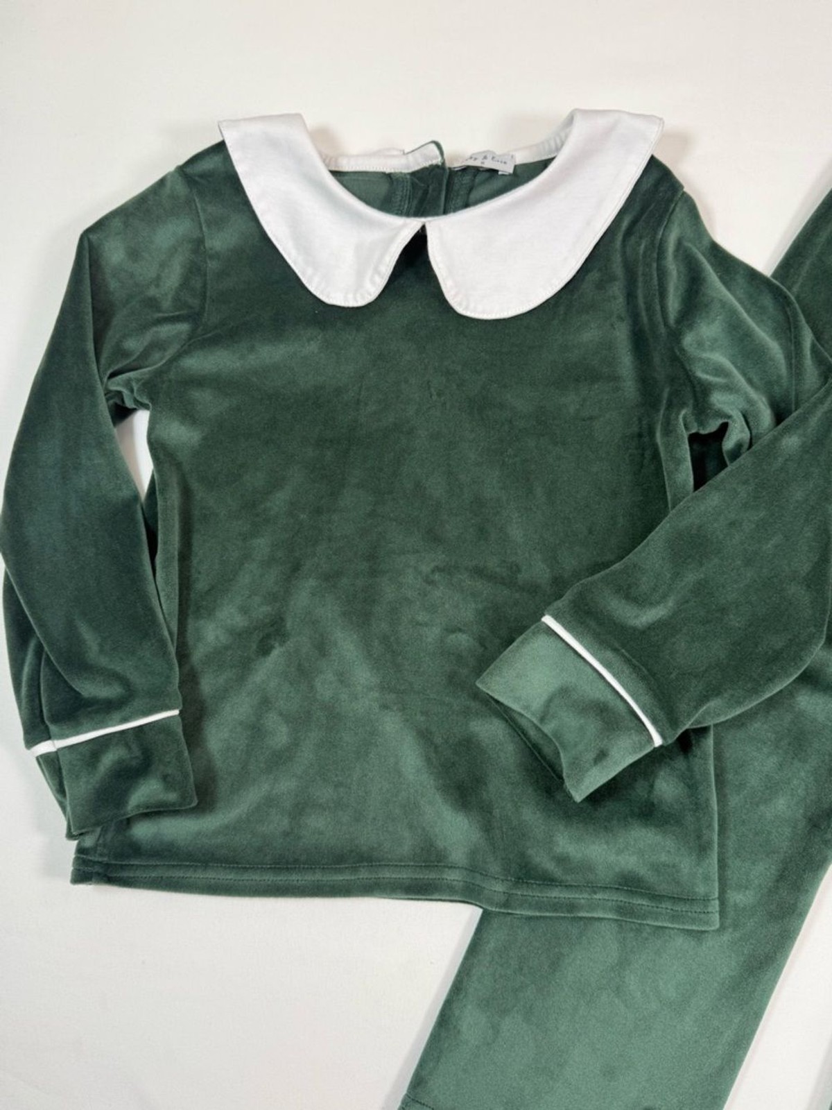 ABBY & EVIE Girls Velour Set 5 Peter Pan Collar Preppy Holiday Christmas Classic