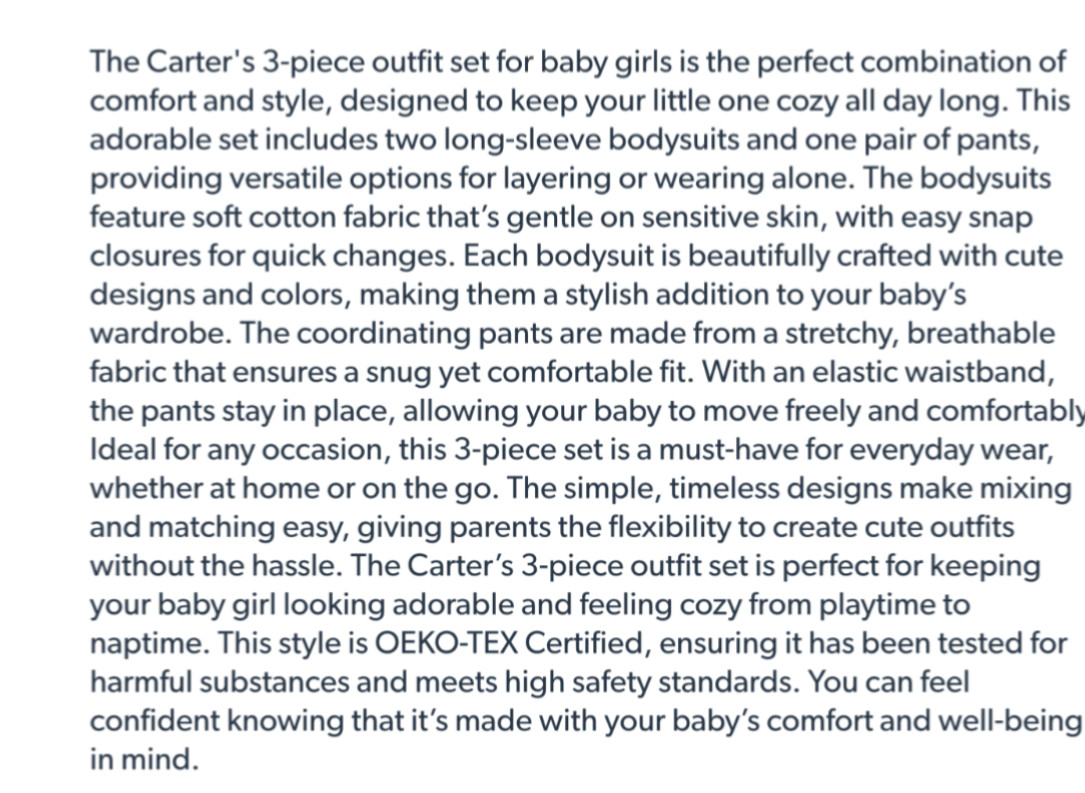 Carter’s Baby Girls /infant 3-Piece Outfit Set (Pant, two onsies) heart,18 month