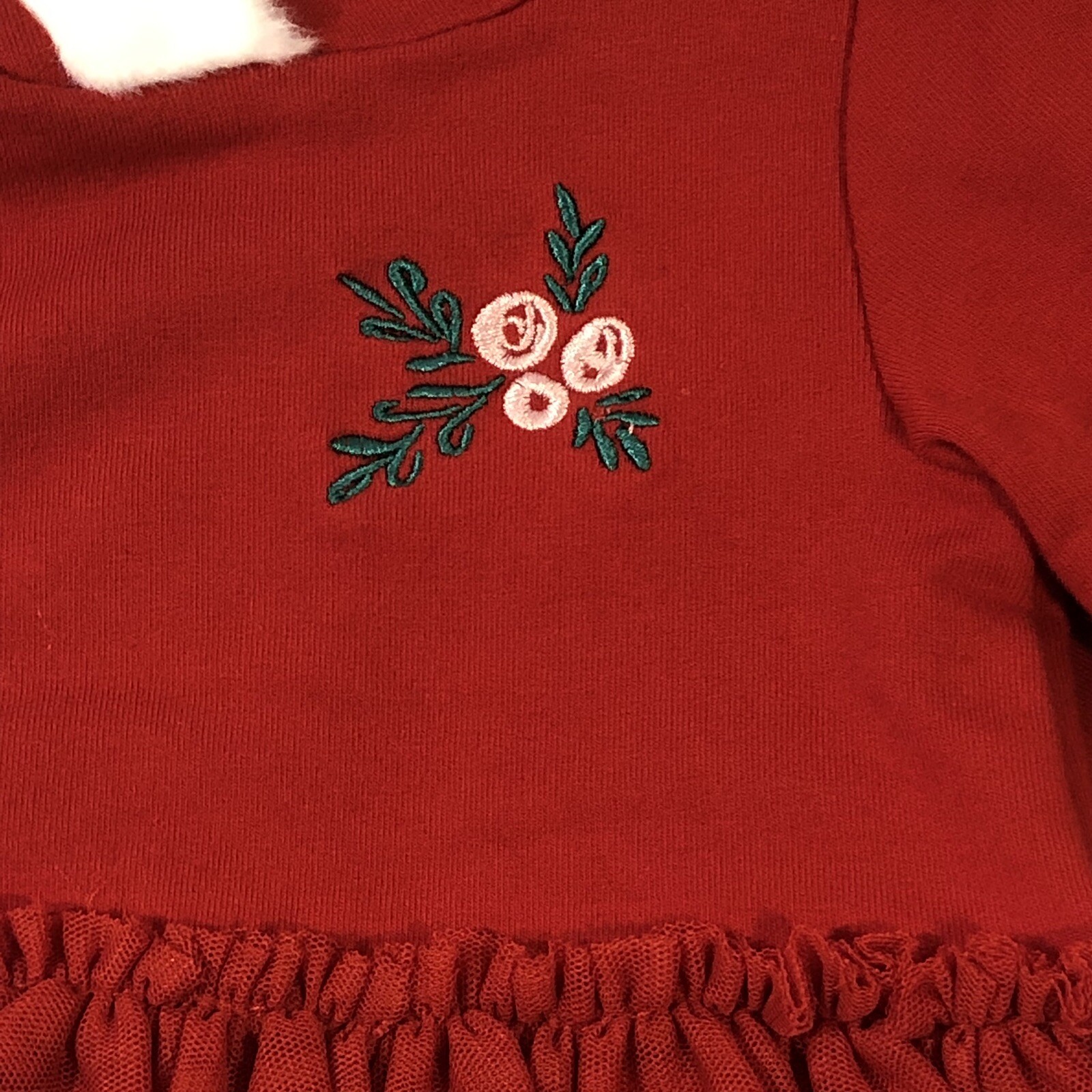 Cat & Jack Baby Girl Christmas Red Stripes Tutu Outfit Santa Elf Hat/Hood 0-3M