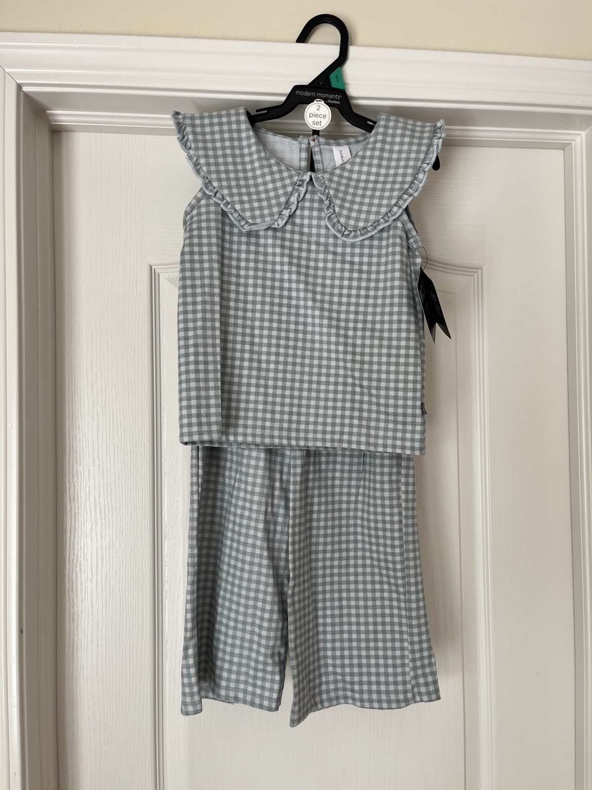Modern Moments By Gerber Pants Set Sage Green/White Gingham Size 5T