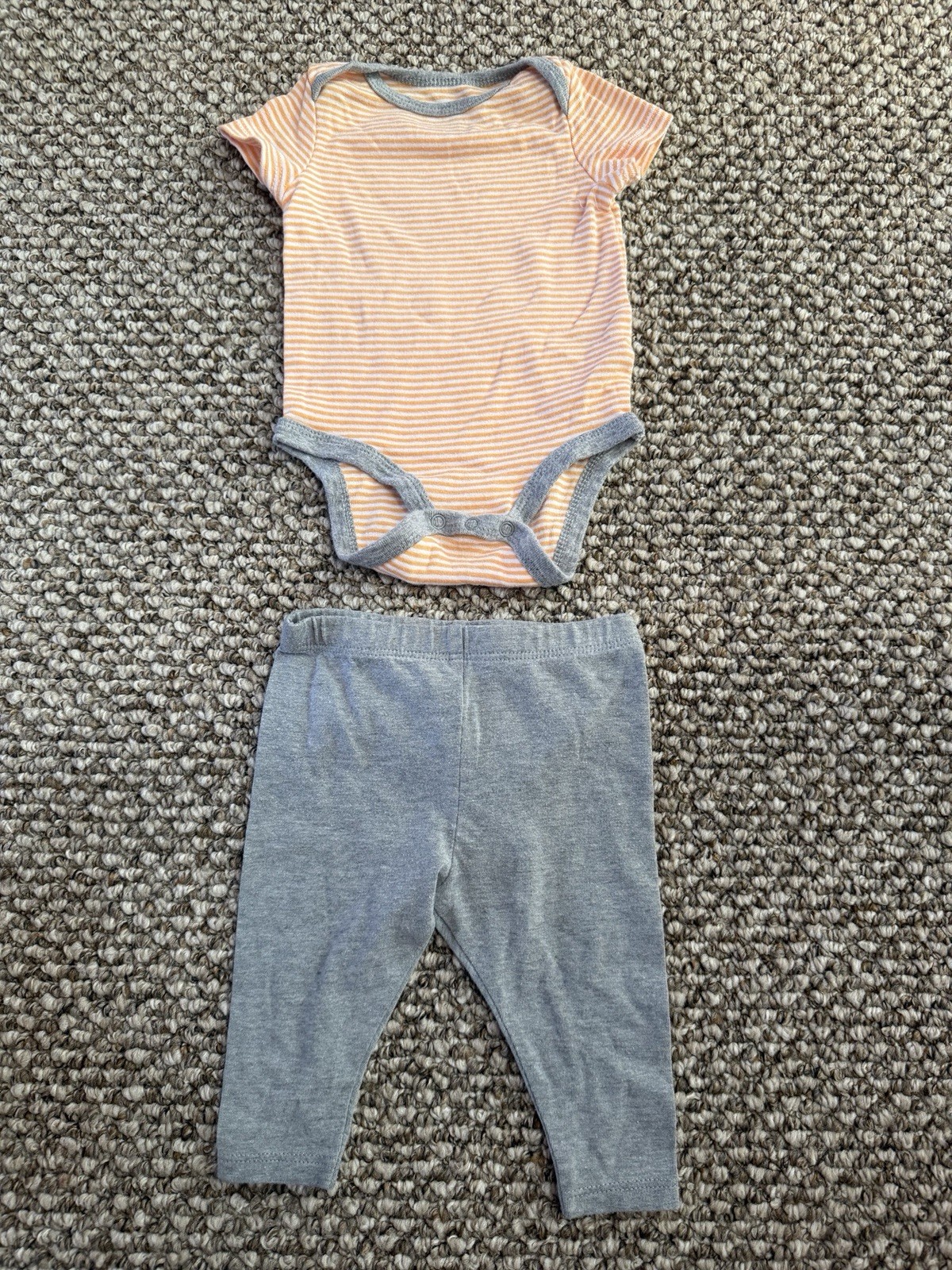 Circo Striped Bodysuit & Cherokee Gray Pants Outfit Set 3-6 Months Cotton